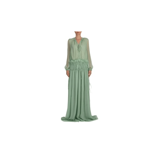 Amiri AMR-XTPS-0241/36 NWT Green Amiri Crinkle Chiffon Maxi Dress Size 36 $1790 AMR-XTPS-0241/36