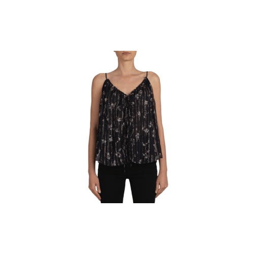 Amiri AMR-XTPS-0243/40 AMR-XTPS-0243/40 Y0W10296CH_BLK Black Amiri Floral Print Chiffon Tank Top Size 40 AMR-XTPS-0243/40