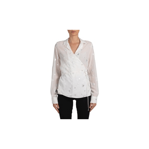 Amiri AMR-XTPS-0244/36 NWT AMIRI White Stars FIl Coupe Wrap Shirt Size 0/36 $1290 AMR-XTPS-0244/36