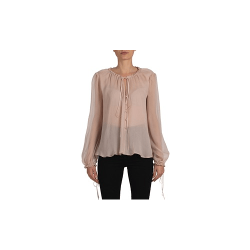 Amiri AMR-XTPS-0248/36 NWT AMIRI Nude Crinkle Chiffon Blouse Size 0/36 $990 AMR-XTPS-0248/36