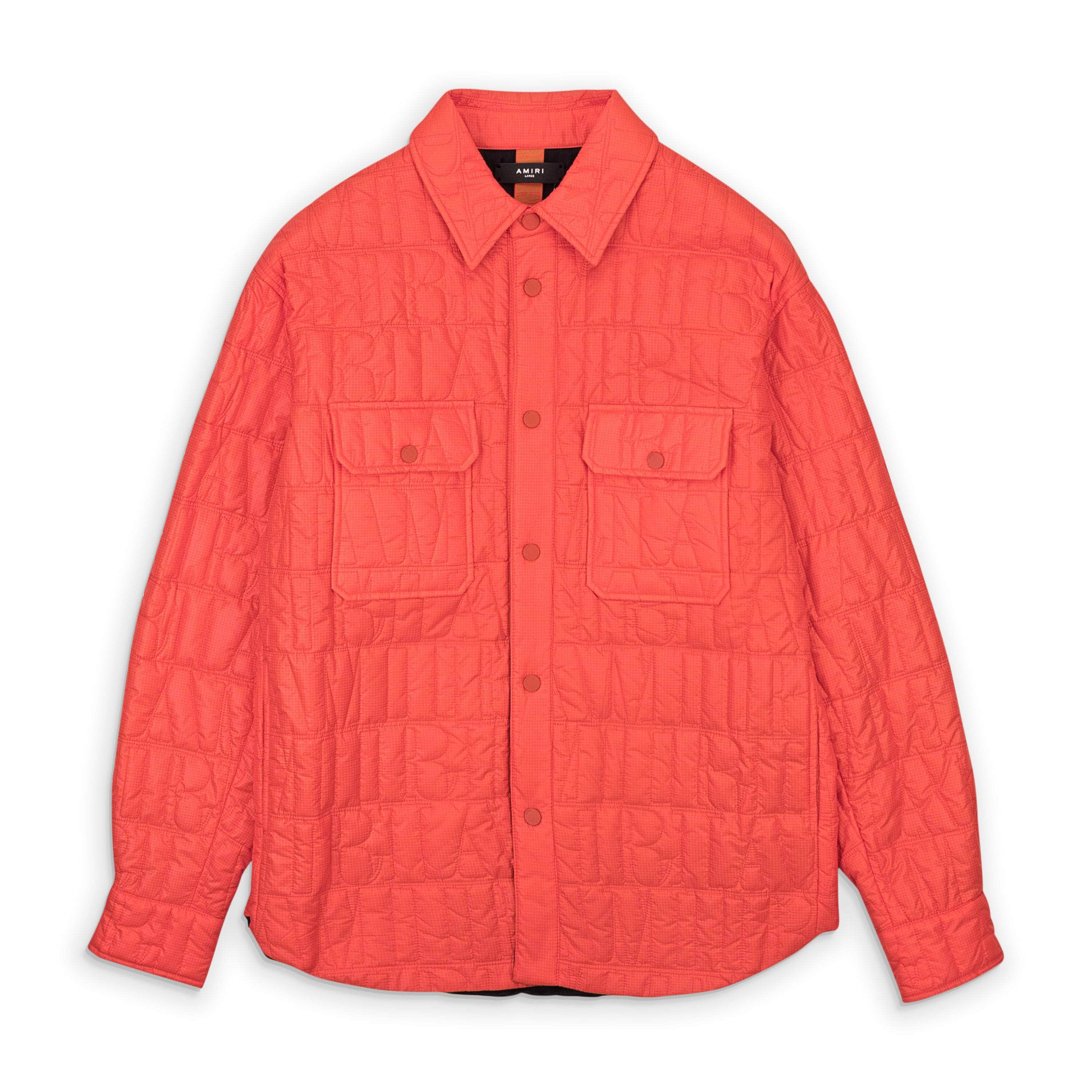 Amiri AMR-XTPS-0254/L Amiri QUILTED LOGO OVER SHIRT Orange Casual Button-Down Shirts Size L $1990 AMR-XTPS-0254/L