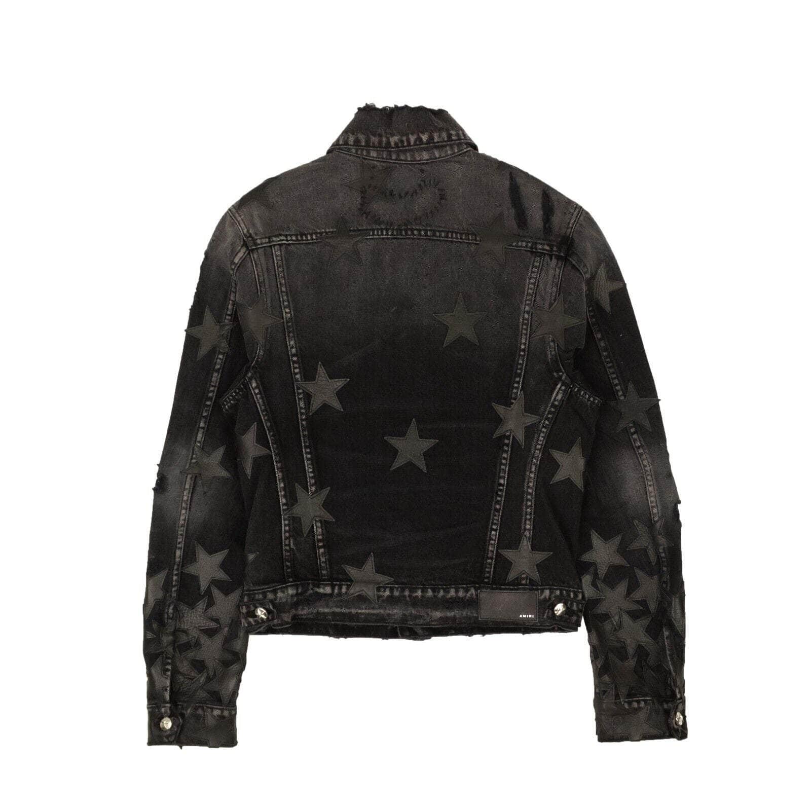 Amiri channelenable-all, chicmi, couponcollection, gender-mens, main-clothing XS Antique Black Chemist Leather Star Trucker Jacket AMR-XOTW-0004/XS AMR-XOTW-0004/XS