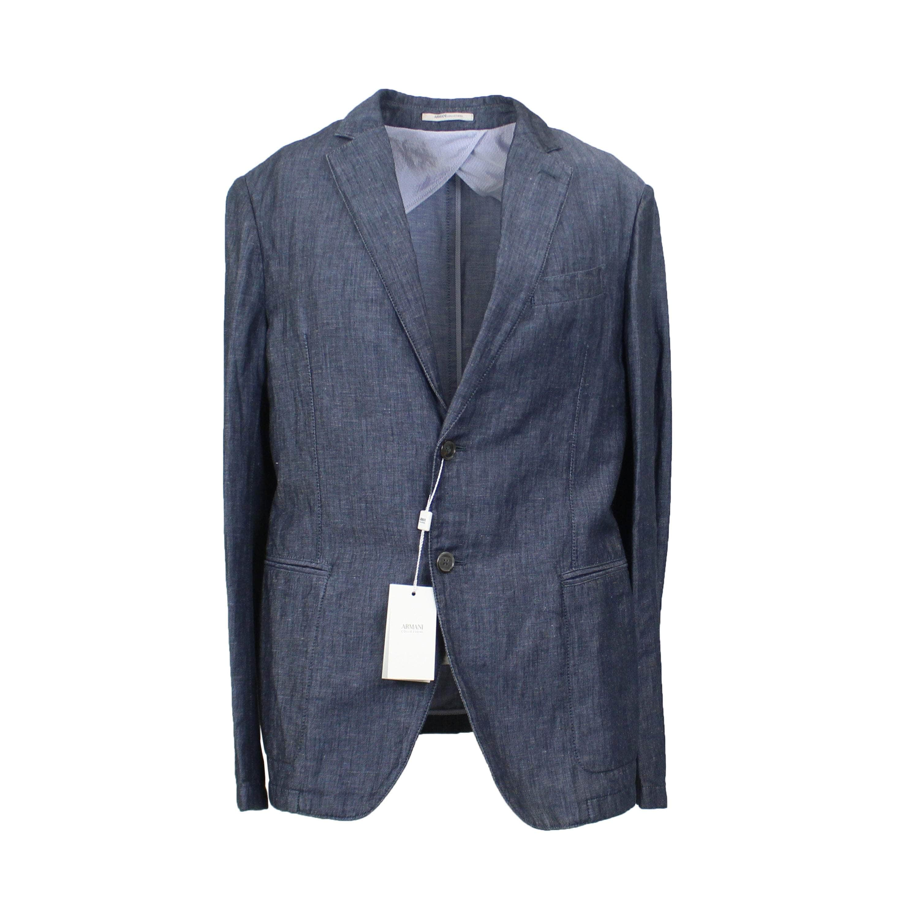 Armani Collezioni AMI-XTPS-0001/50 AMI-XTPS-0001/50 NCG07S_NCS35 Blue Armani Collezioni Chambray Blazer Size 50 AMI-XTPS-0001/50