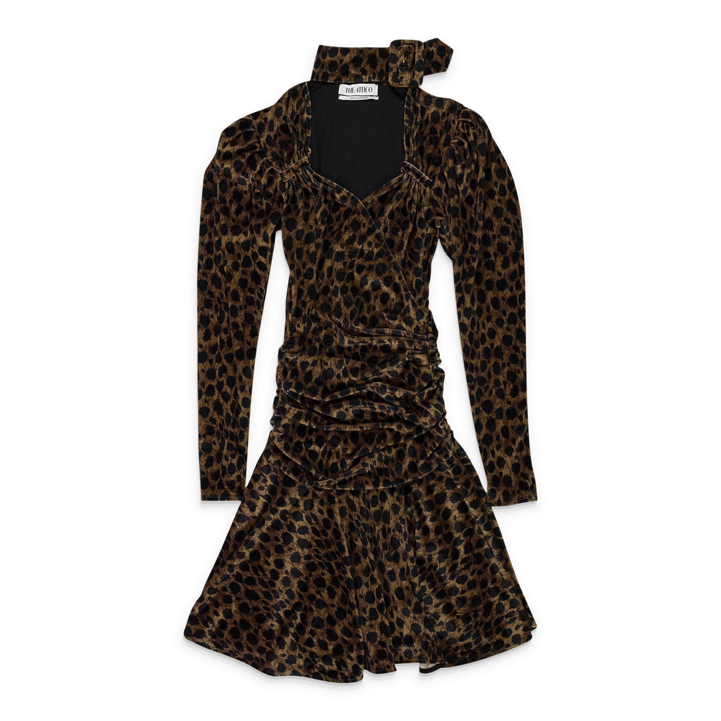 Attico 95-ATO-0001/40 NWT ATTICO NATURAL LEOPARD OPEN TURTLENECK DRESS SIZE 40 $1155 95-ATO-0001/40