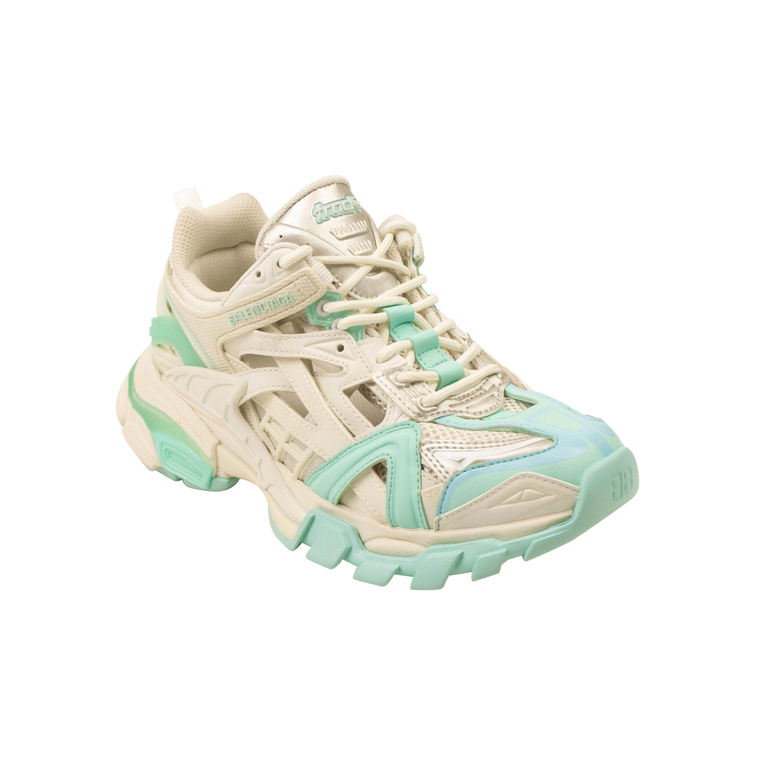 Balenciaga 1000-2000, balenciaga, channelenable-all, chicmi, couponcollection, gender-womens, main-shoes, size-36, size-38, size-39 White And Green Track 2 Sneakers