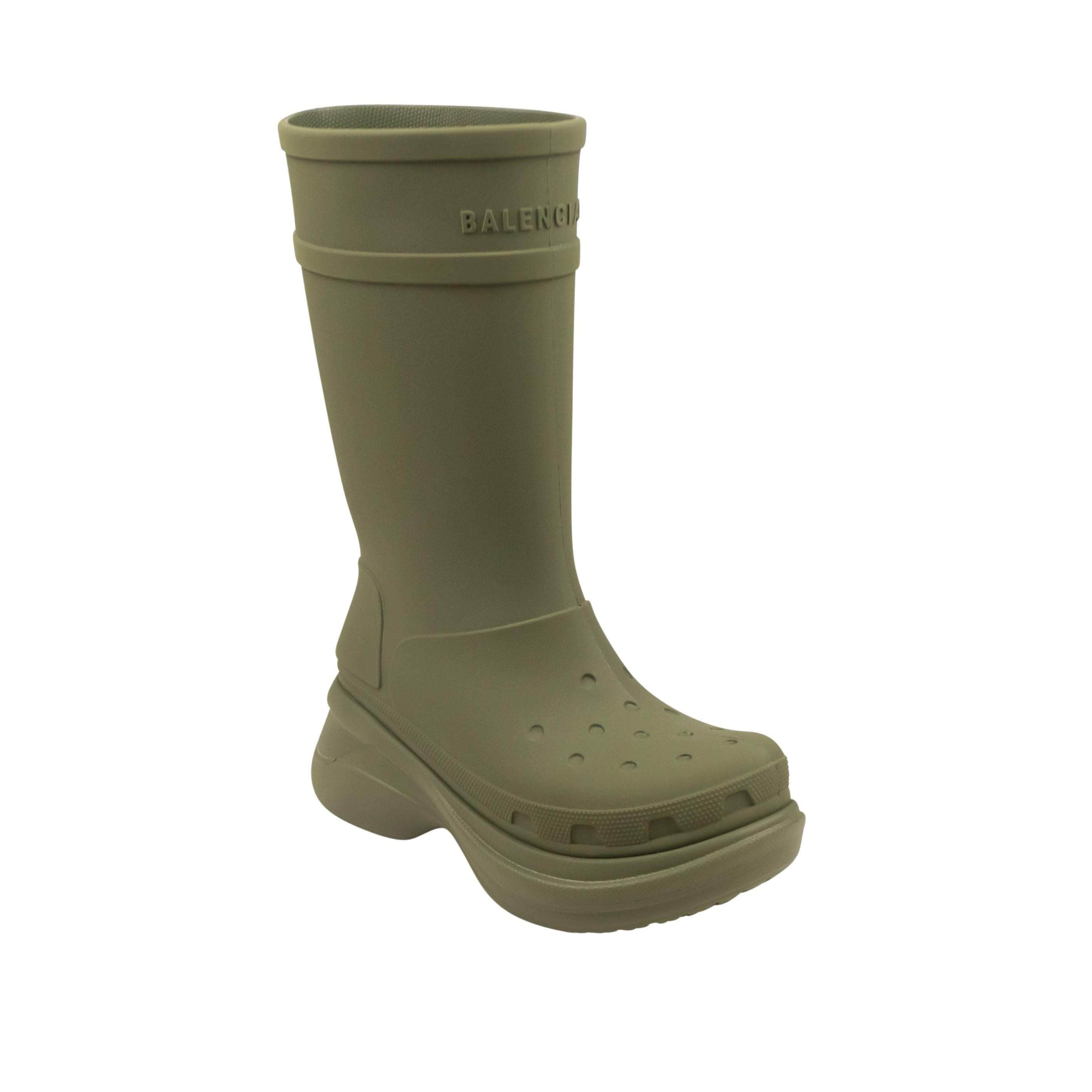 Balenciaga 95-BAL-2004/44 NIB BALENCIAGA X CROCS Green Rubber High Rainboots Size 11/44 95-BAL-2004/44