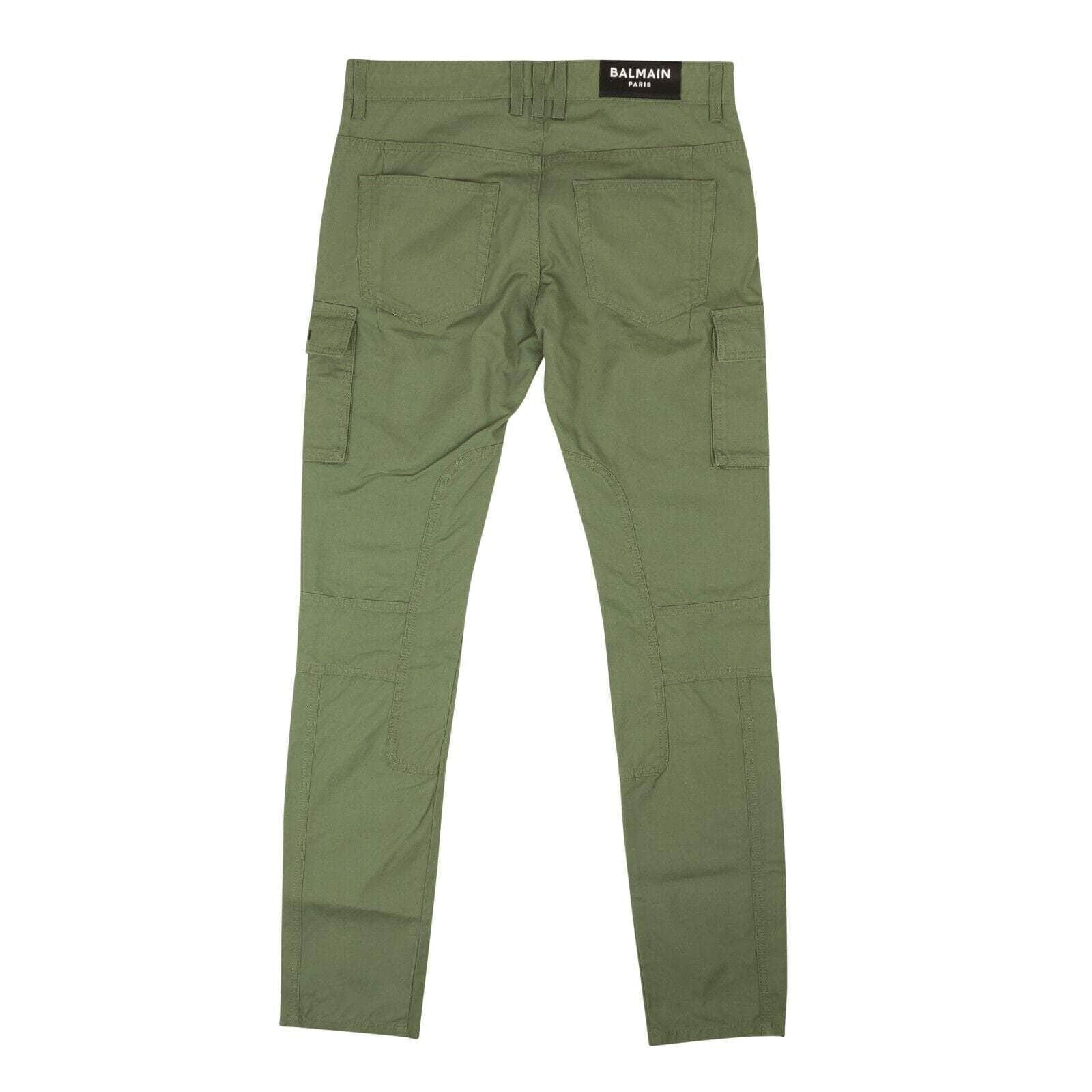 Balmain 1000-2000, channelenable-all, chicmi, couponcollection, gender-mens, main-clothing, mens-cargo-pants, mens-shoes, size-30 30 Green Khaki Slim Cut Ridged Cotton Cargo Jeans 95-BLM-1004/30 95-BLM-1004/30