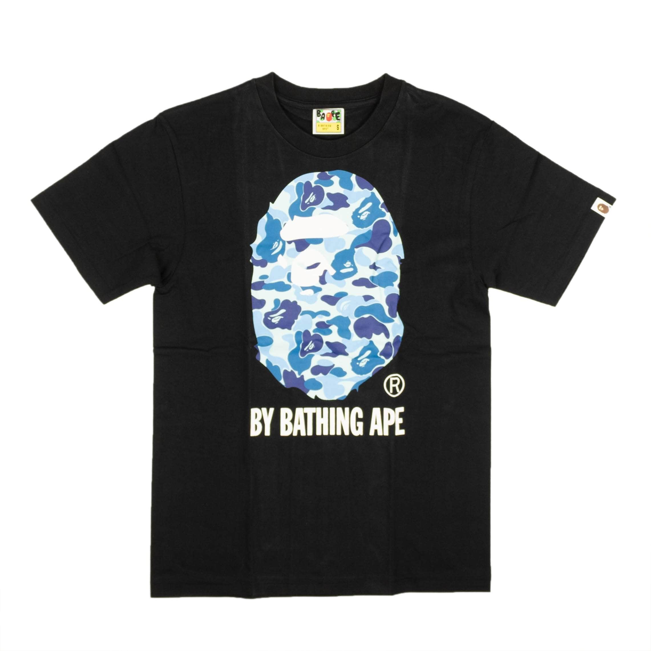 Bape bape, channelenable-all, chicmi, couponcollection, gender-mens, main-clothing, mens-shoes, size-m, size-s, under-250 Black Blue Camo Logo Short Sleeve T-Shirt