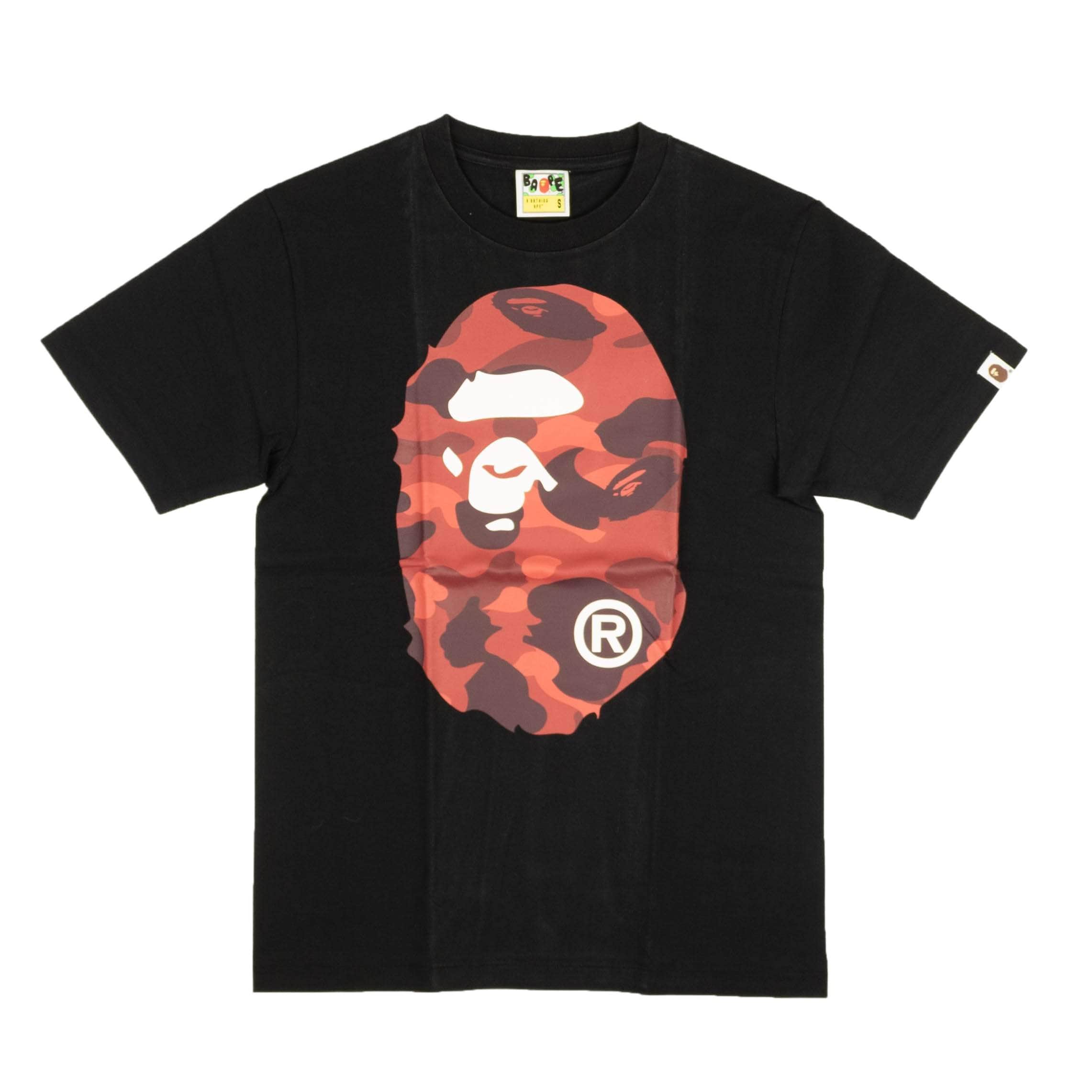 Bape bape, channelenable-all, chicmi, couponcollection, gender-mens, main-clothing, mens-shoes, size-s, under-250 Black Red Camo Logo Short Sleeve T-Shirt