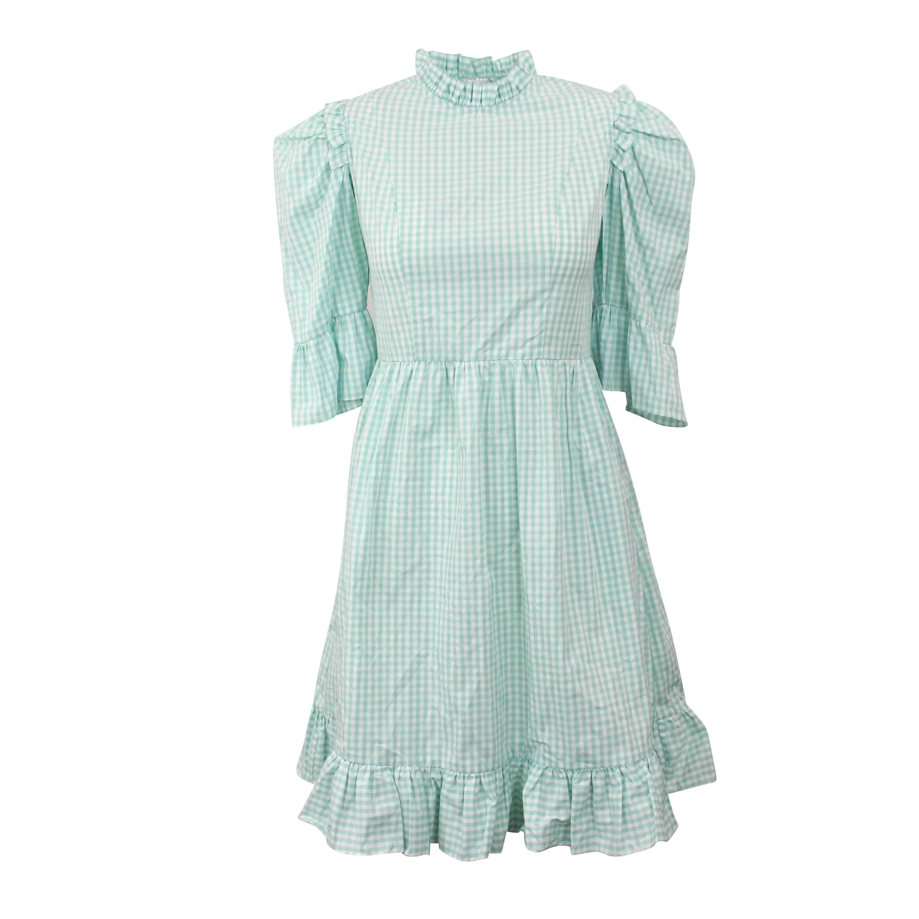 Batsheva 95-BAT-0008/6 NWT Batsheva SEAFOAM GINGHAM BATSHEVA SPRING PRARIE DRESS Size 6 $395 95-BAT-0008/6