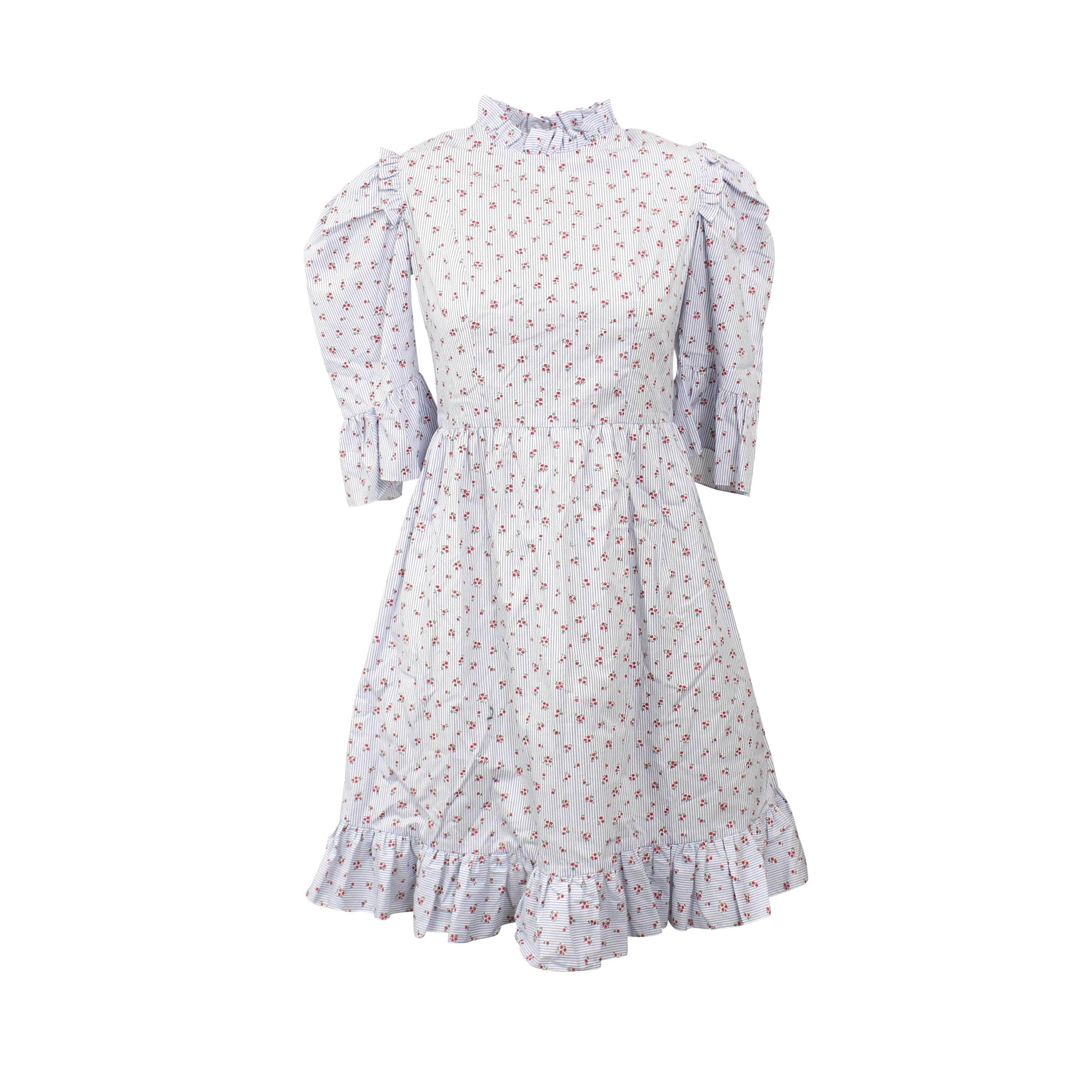 Batsheva 95-BAT-0014/6 NWT Batsheva BLUE FLORAL STRIPE SPRING PRAIRE DRESS Size 6 $455 95-BAT-0014/6