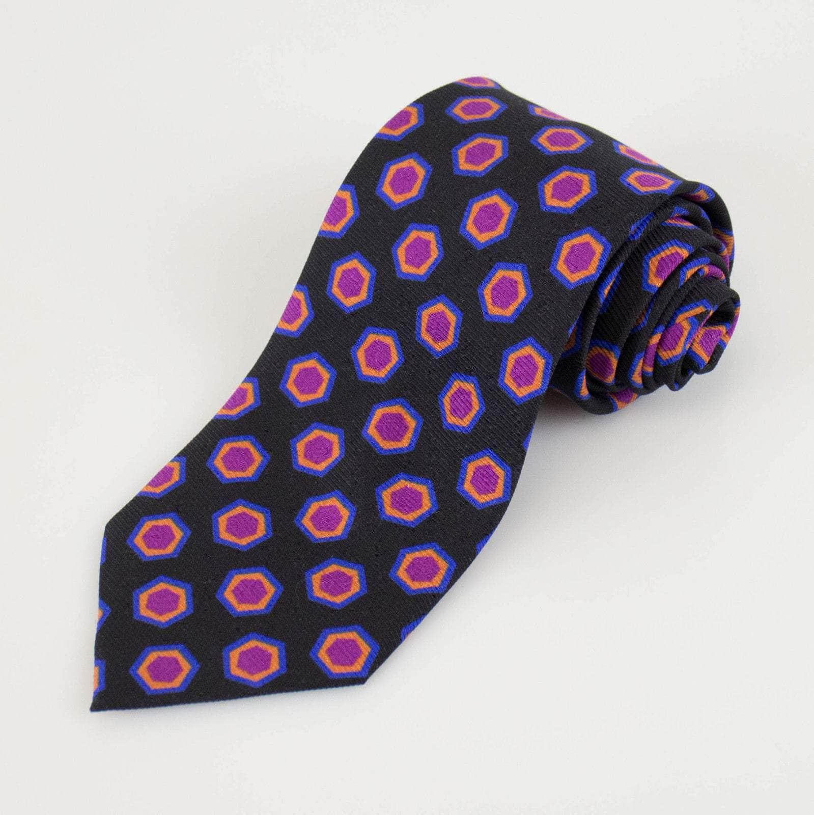 Battisti Napoli 40BK-1022 New BATTISTI NAPOLI Black with Geometric Pattern 100% Silk Neck Tie $225 40BK-1022