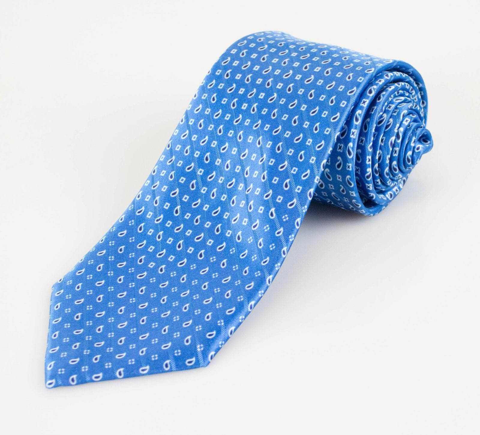 Battisti Napoli 40BK-1042 New BATTISTI NAPOLI Dodger Blue W/ Paisley Pattern 100% Silk Satin Neck Tie $225 40BK-1042