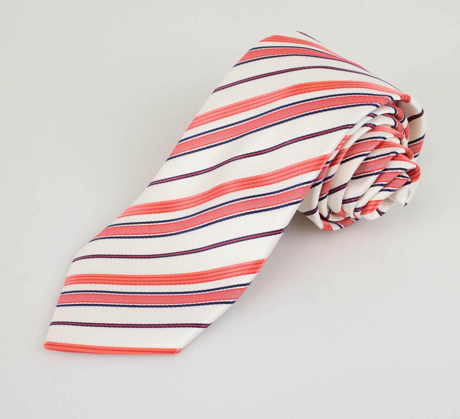 Battisti Napoli battisti-napoli, channelenable-all, chicmi, couponcollection, gender-mens, main-accessories, mens-shoes, shop375, under-250 OS White with Red Striped Pattern 100% Silk Neck Tie 40BK-1021 40BK-1021