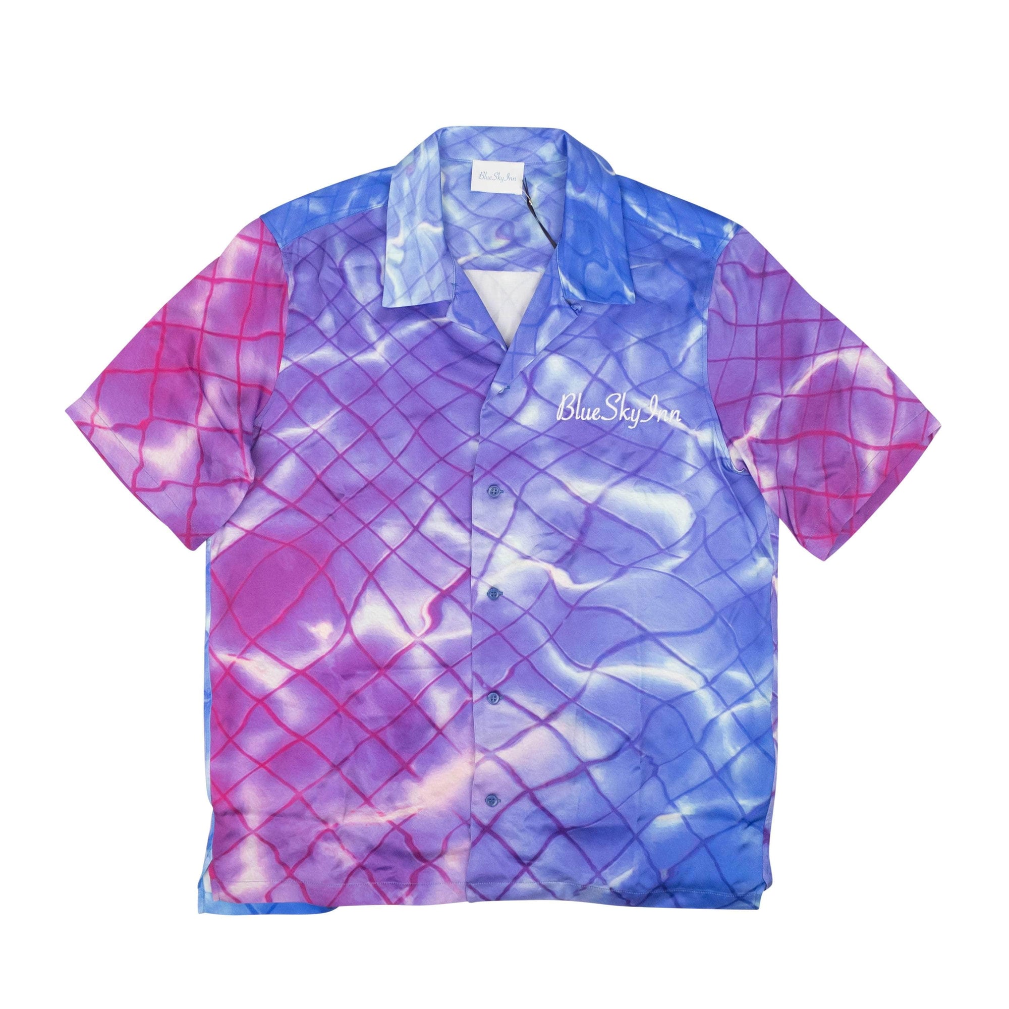 Blue Sky Inn blue-sky-inn, channelenable-all, chicmi, couponcollection, gender-mens, main-clothing, mens-shoes, size-l, size-m, size-s, under-250 Blue And Purple Pool Print Button Down Shirt