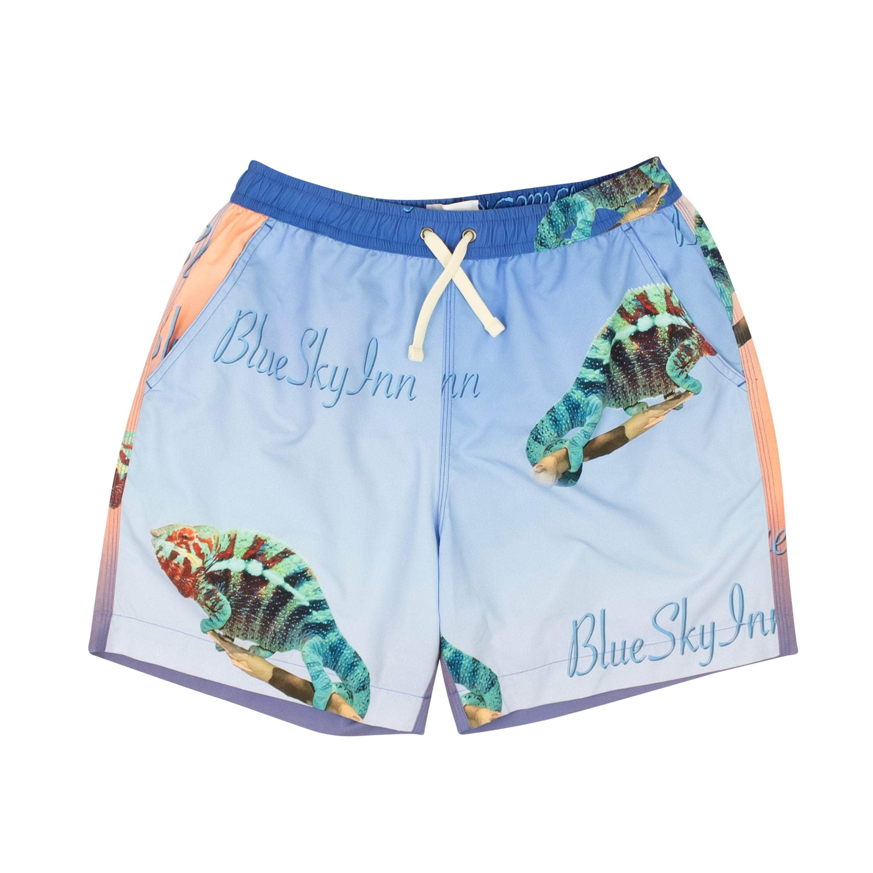 Blue Sky Inn BSI-XBTM-0003/M NWT BLUE SKY INN Blue & Coral Chameleon Print Swim Trunks Size M $140 BSI-XBTM-0003/M