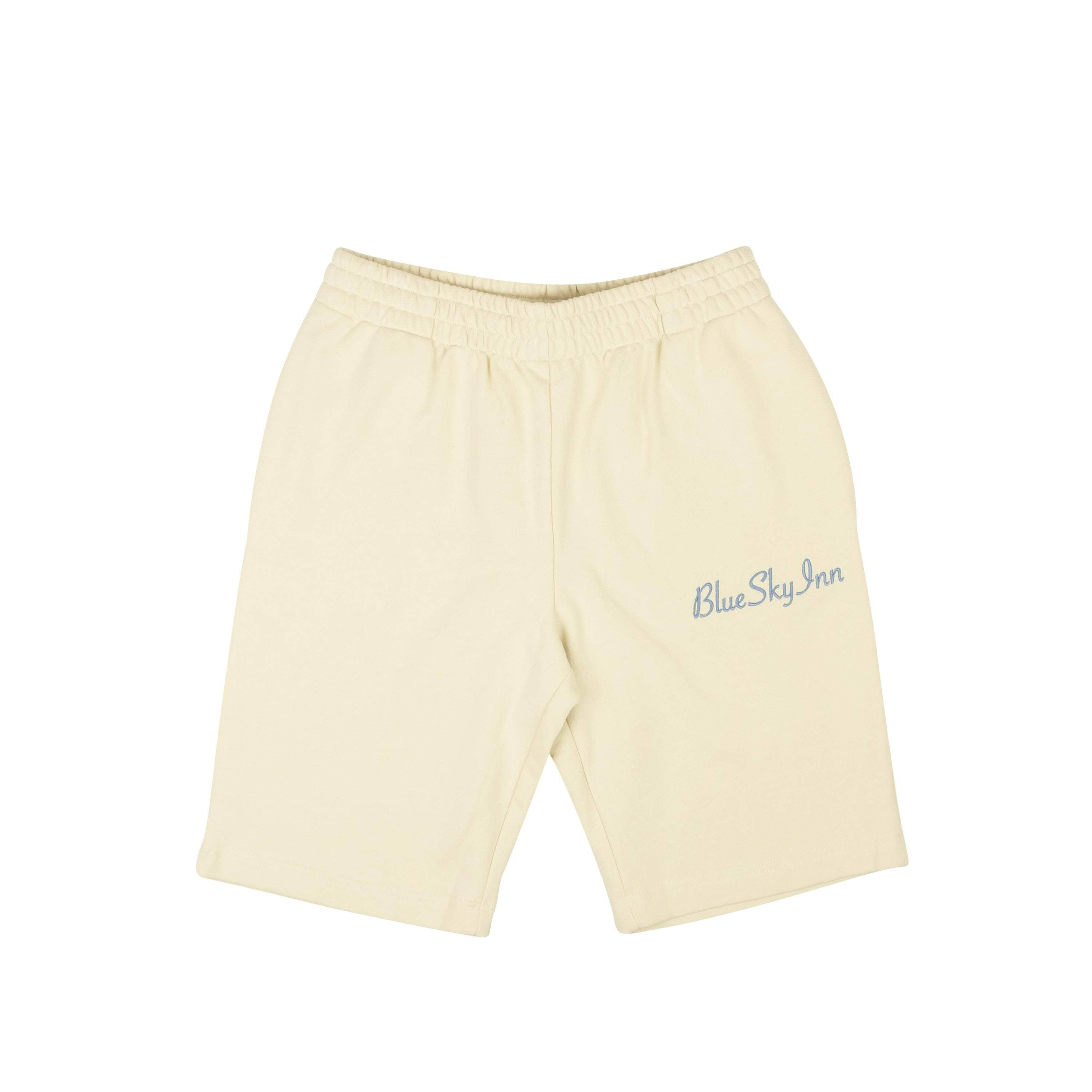 Blue Sky Inn BSI-XBTM-0008/S NWT BLUE SKY INN Cream Embroidered Logo Sweat Shorts Size S $260 BSI-XBTM-0008/S