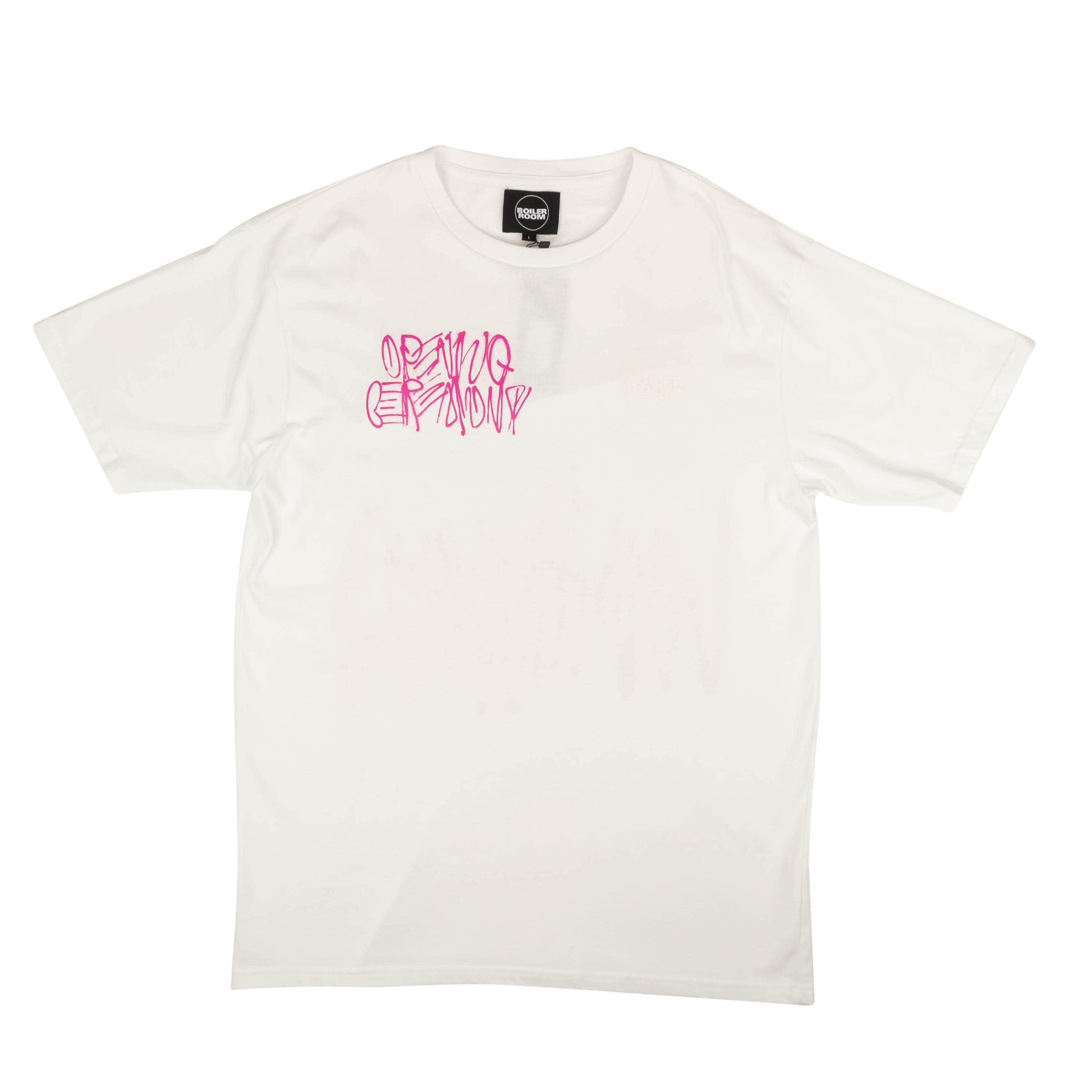 BOILER ROOM 95-BRM-1001/L NWT BOILER ROOM White Pink World Tour Short Sleeve T-Shirt Size L $80 95-BRM-1001/L