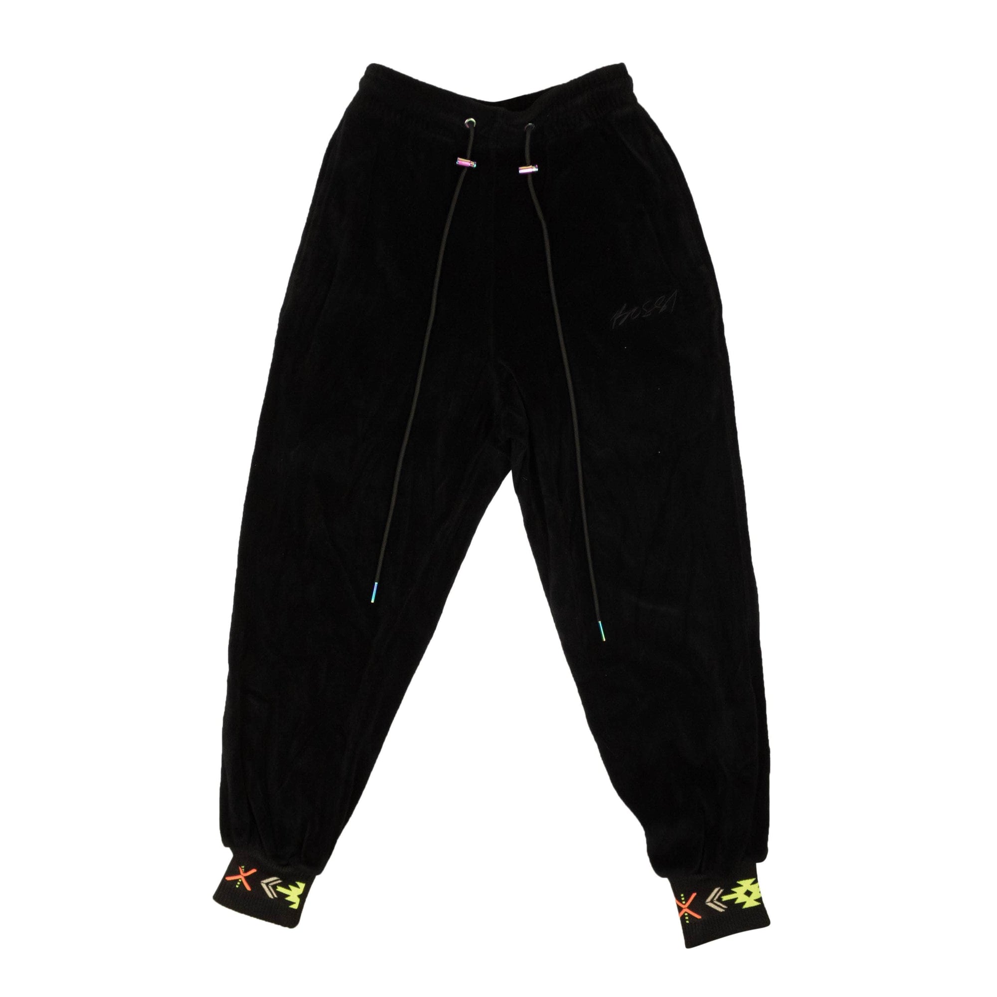 Bossi 250-500, bossi, channelenable-all, chicmi, couponcollection, gender-mens, main-clothing, mens-joggers-sweatpants, mens-shoes, size-s S Black Cotton Velour Embroidered Design Sweatpants BOS-XBTM-0010/S BOS-XBTM-0010/S