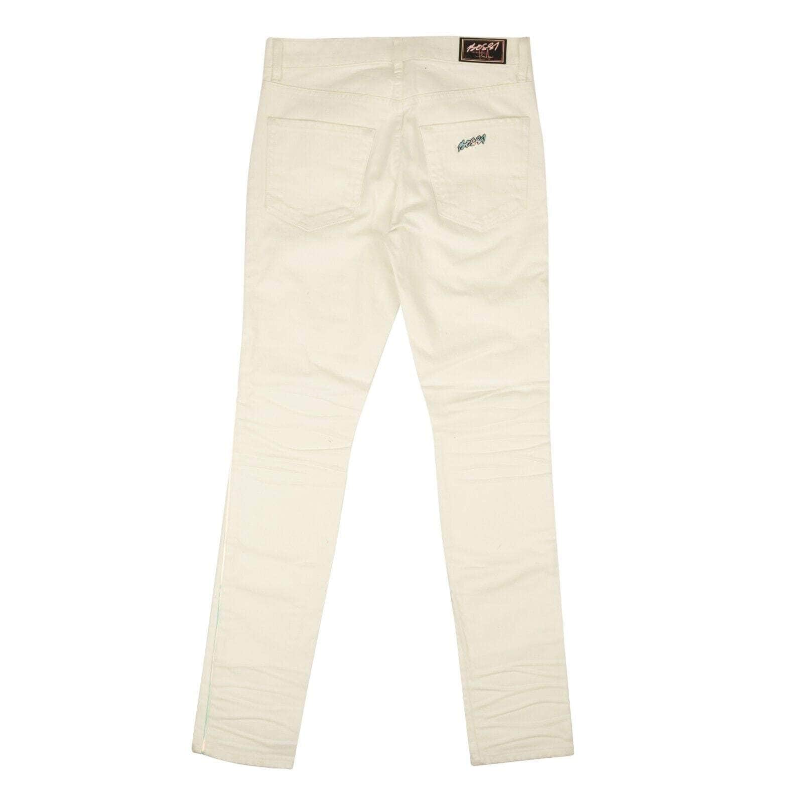 log interferens Pacific White Cotton 3D Stripe Detail Slim-Fit Jeans - GBNY
