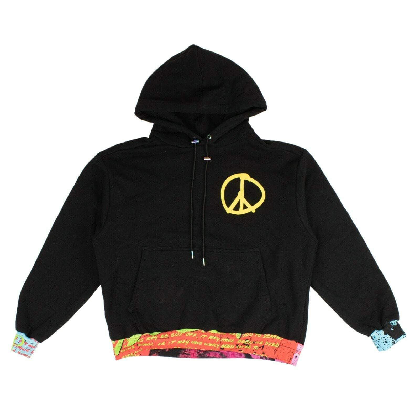 Bossi 95-BOS-1001/L NWT BOSSI Black Yellow Peace Sign Hoodie Sweatshirt Size L $760 95-BOS-1001/L