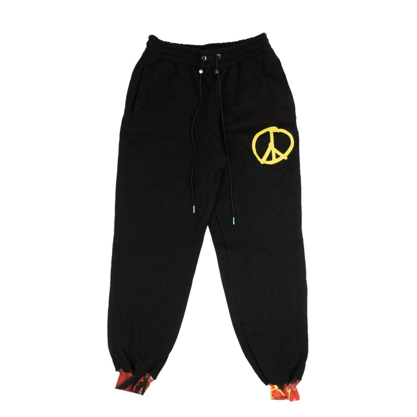 Bossi 95-BOS-1004/M NWT BOSSI Black Yellow Peace Sign Sweatpants Size M $700 95-BOS-1004/M