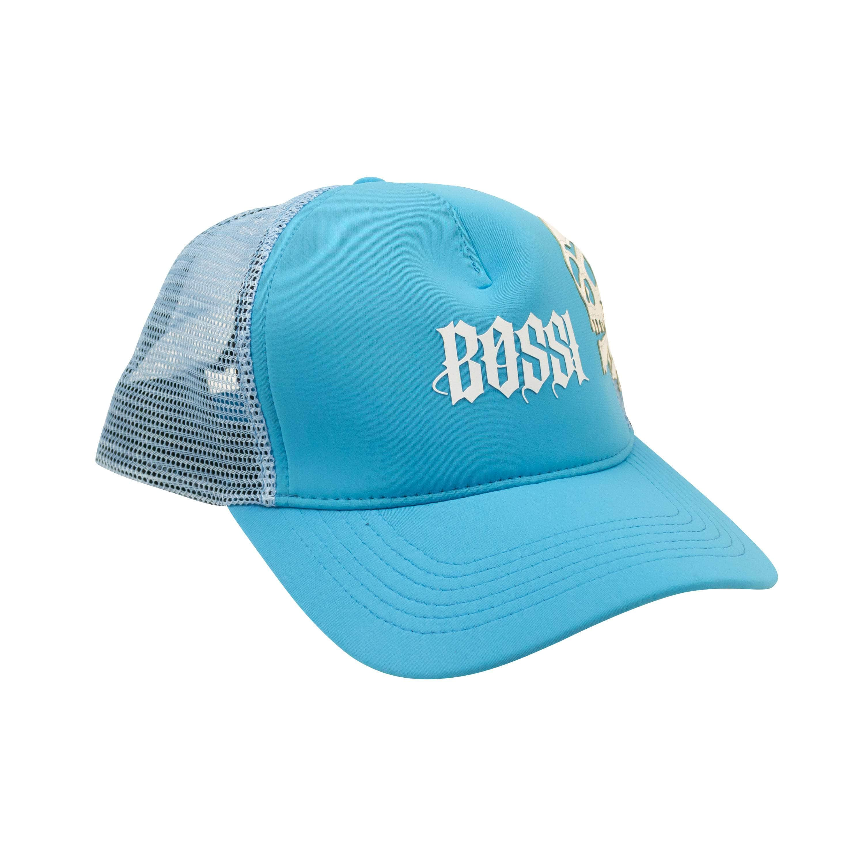 Bossi BOS-XACC-0001/OS NWT BOSSI Baby Blue Skull Logo Trucker Hat Size OS $325 BOS-XACC-0001/OS