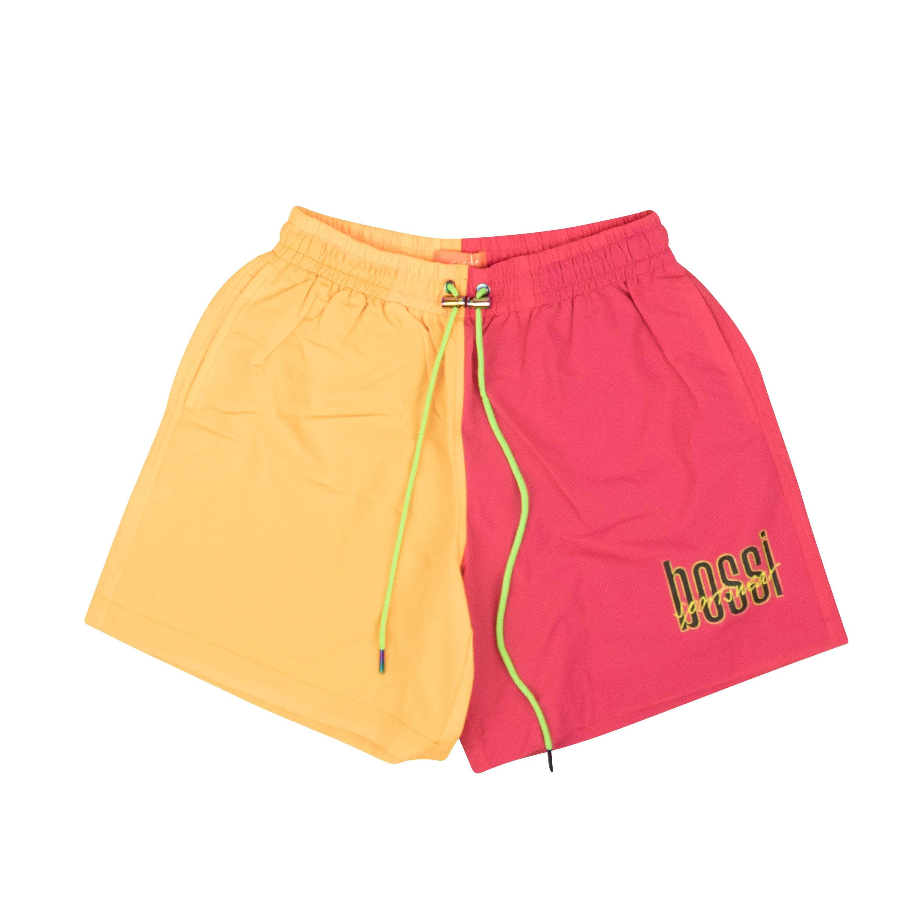 Bossi BOS-XBTM-0004/S NWT BOSSI Magenta And Yellow Nylon Split Design Shorts Size S $325 BOS-XBTM-0004/S