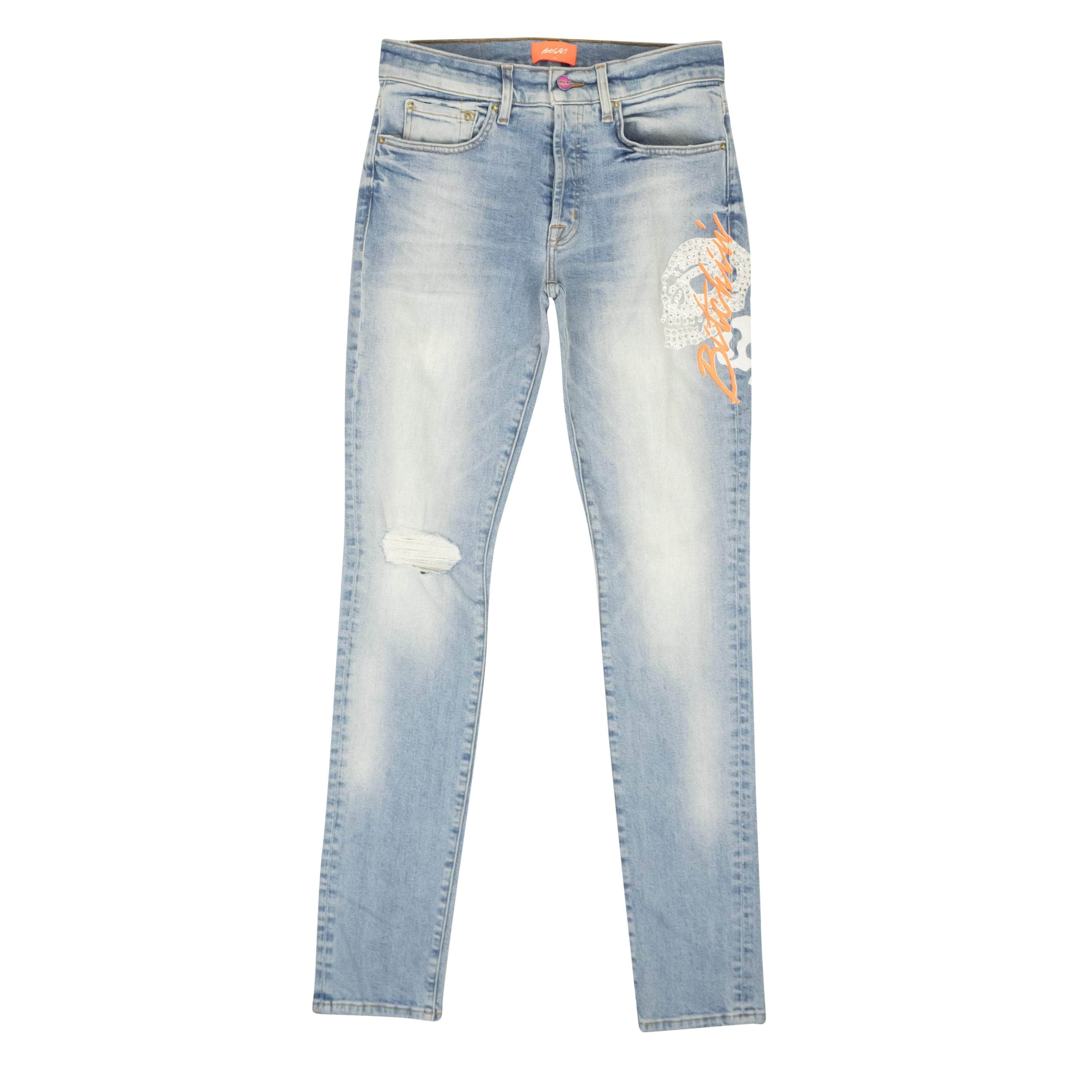 Bossi BOS-XJNS-0003/33 NWT BOSSI Blue Cotton Embroidered Logo Slim Fit Jeans Size 33 $795 BOS-XJNS-0003/33