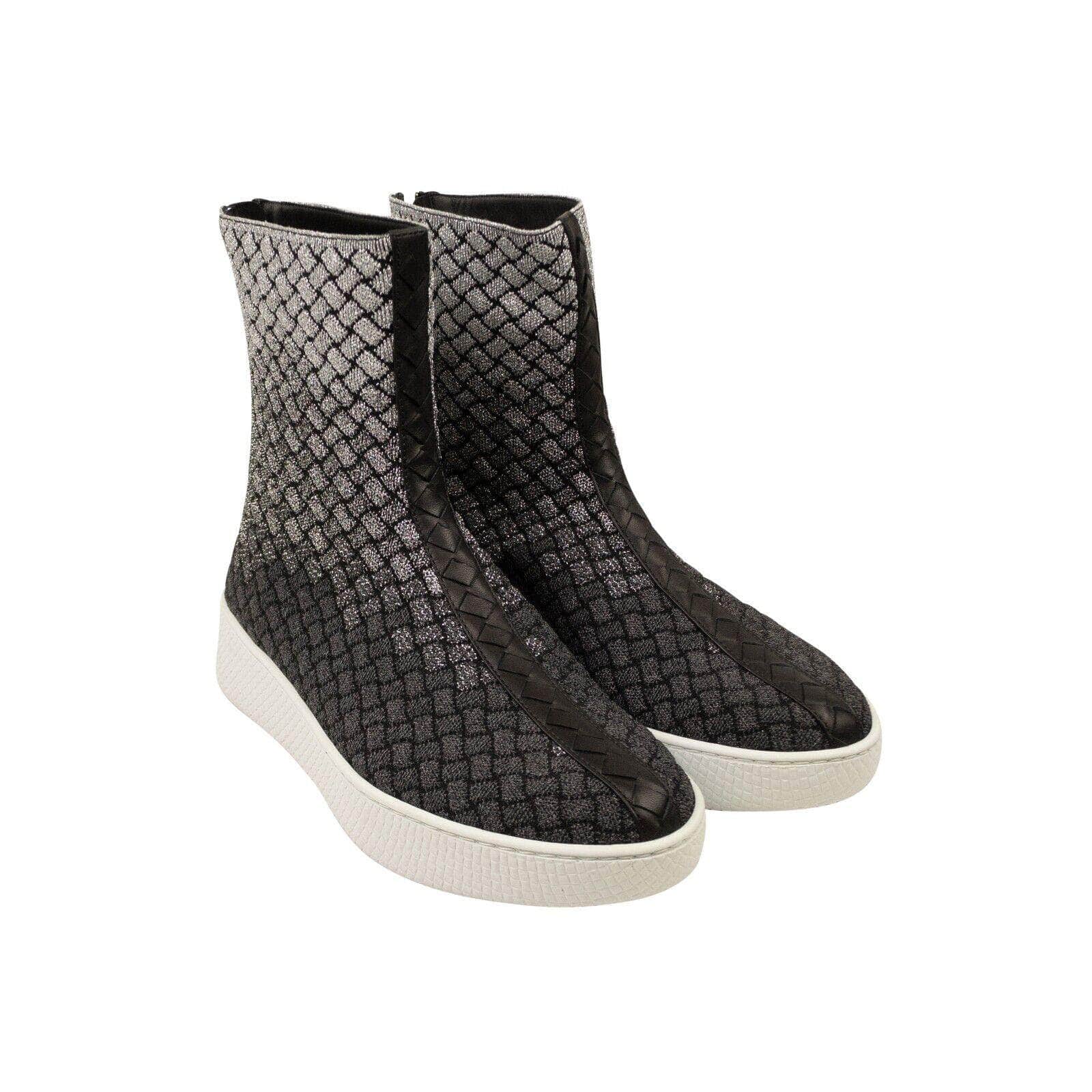 Bottega Veneta 250-500, 750-1000, channelenable-all, chicmi, couponcollection, gender-womens, main-shoes, size-35, size-40, size-40-5 Silver Intecciato Metallic Sneaker Boots