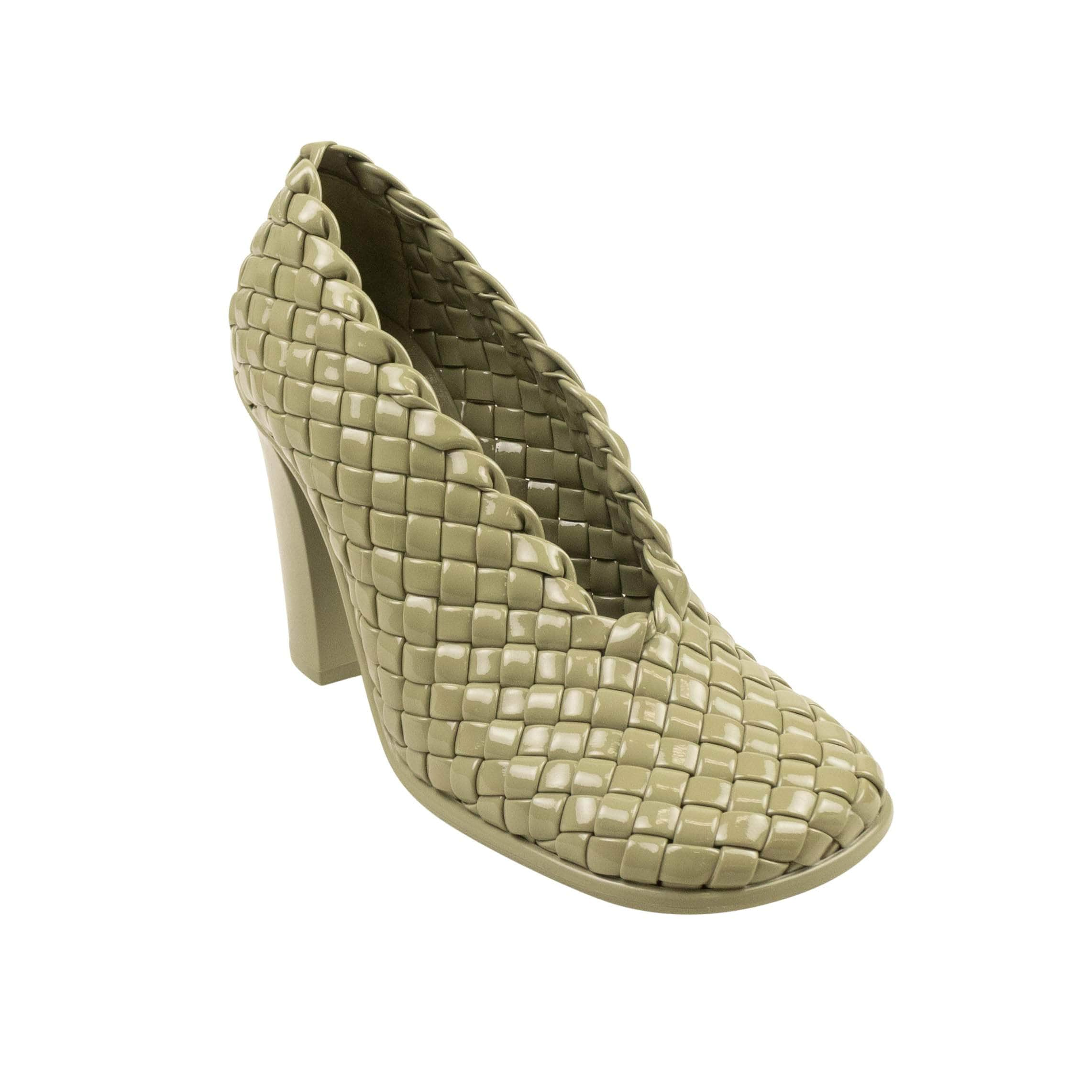 Bottega Veneta 95-BTV-2006/37 NIB BOTTEGA VENETA Travertine Green Mini Lido Weave Gloss Pumps Size 7/37 95-BTV-2006/37