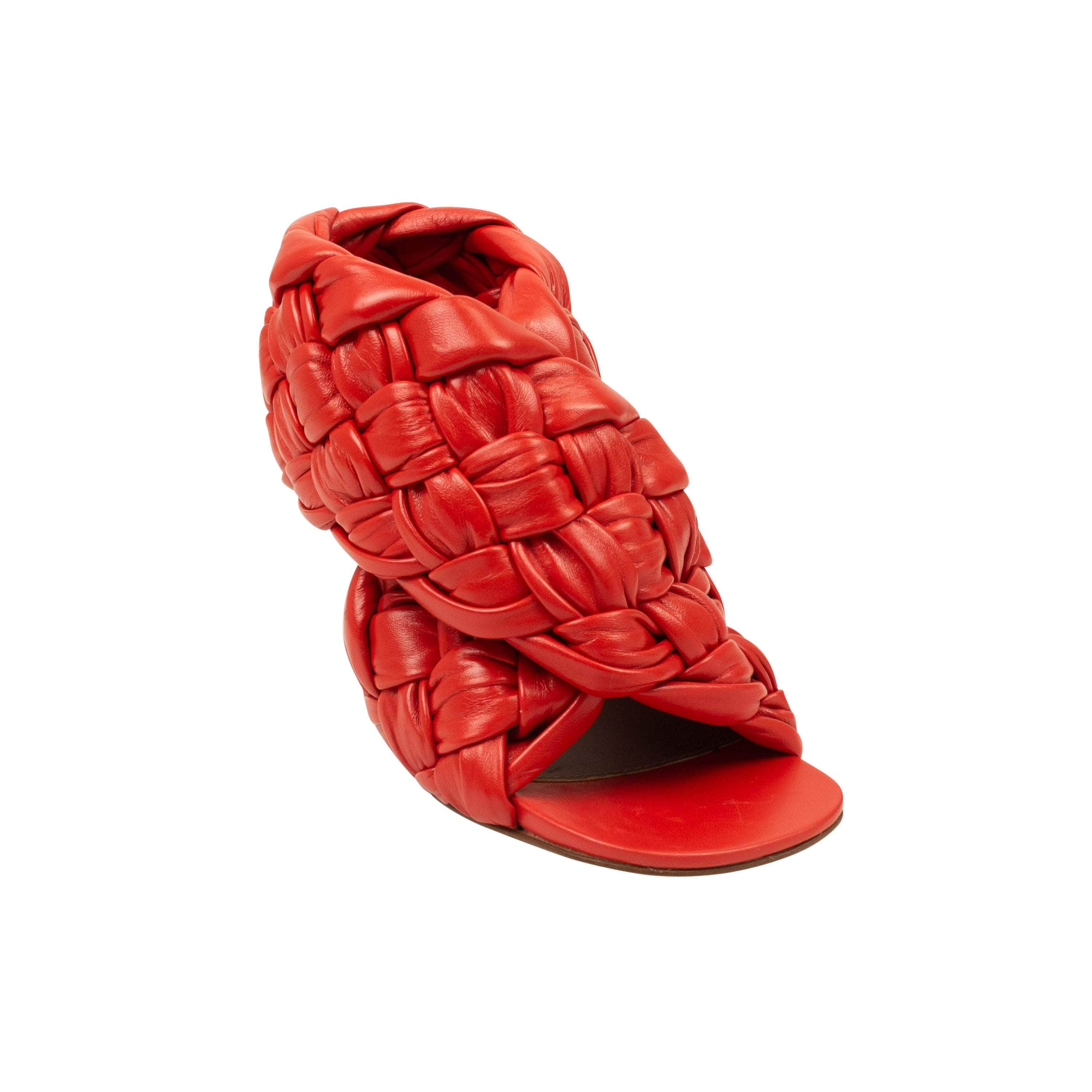 Bottega Veneta BTV-XFTW-0005/36 NWT BOTTEGA VENETA Red Leather The Board Heeled Sandals Size 6/36 $1530 BTV-XFTW-0005/36