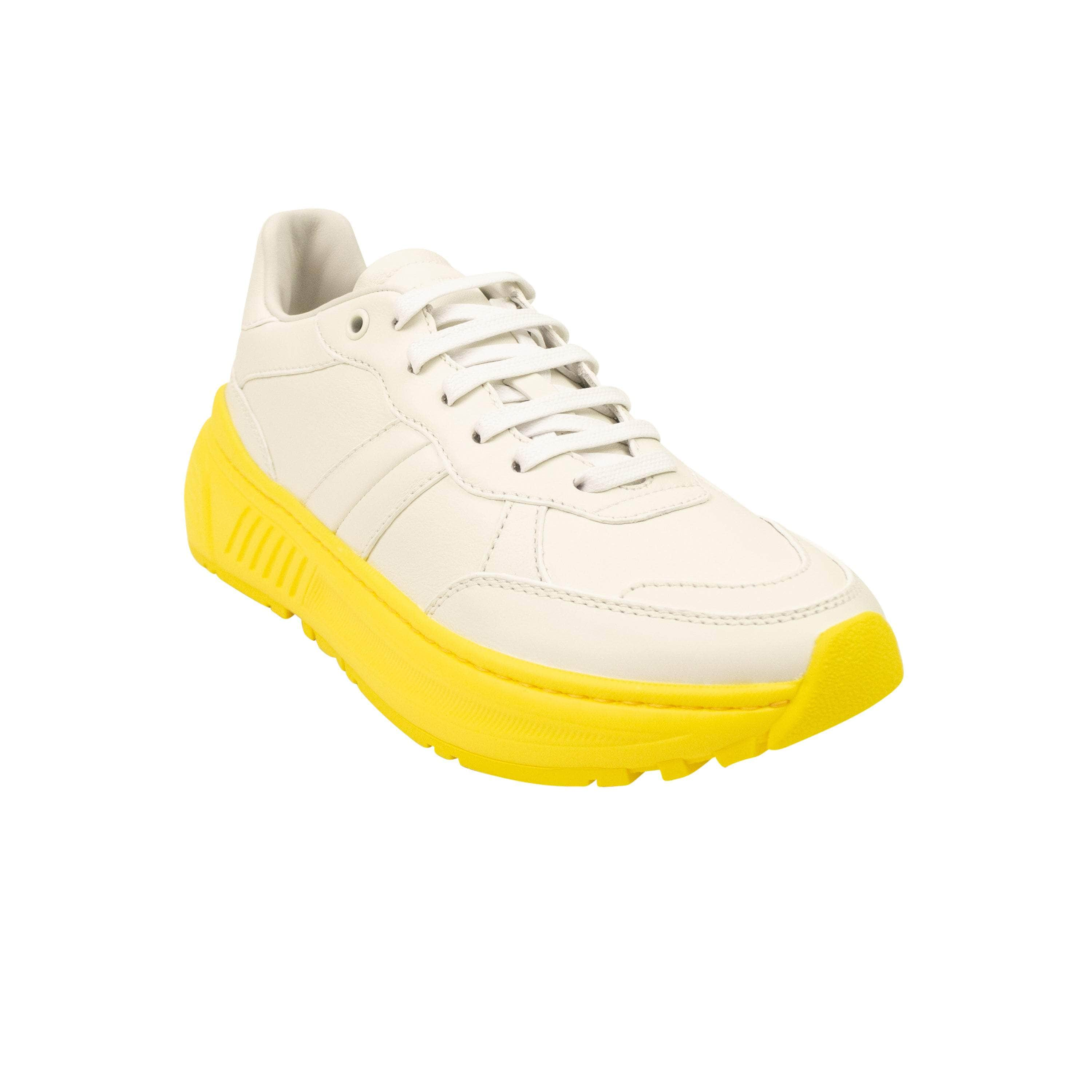 Bottega Veneta BTV-XSNK-0012/39 NIB BOTTEGA VENETA White And Yellow Leather Speedster Sneakers Size 6/39 $850 BTV-XSNK-0012/39