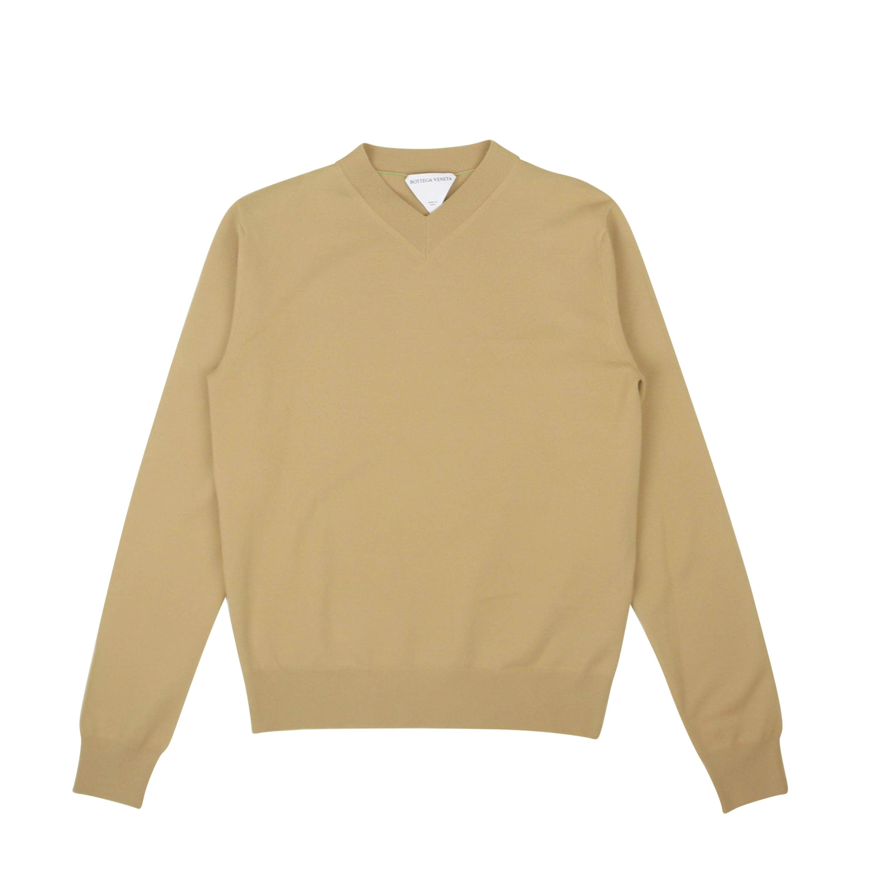 Bottega Veneta BTV-XTPS-0008/S NWT BOTTEGA VENETA Camel Tan V-Neck Knit Pullover Sweater Size S $1000 BTV-XTPS-0008/S