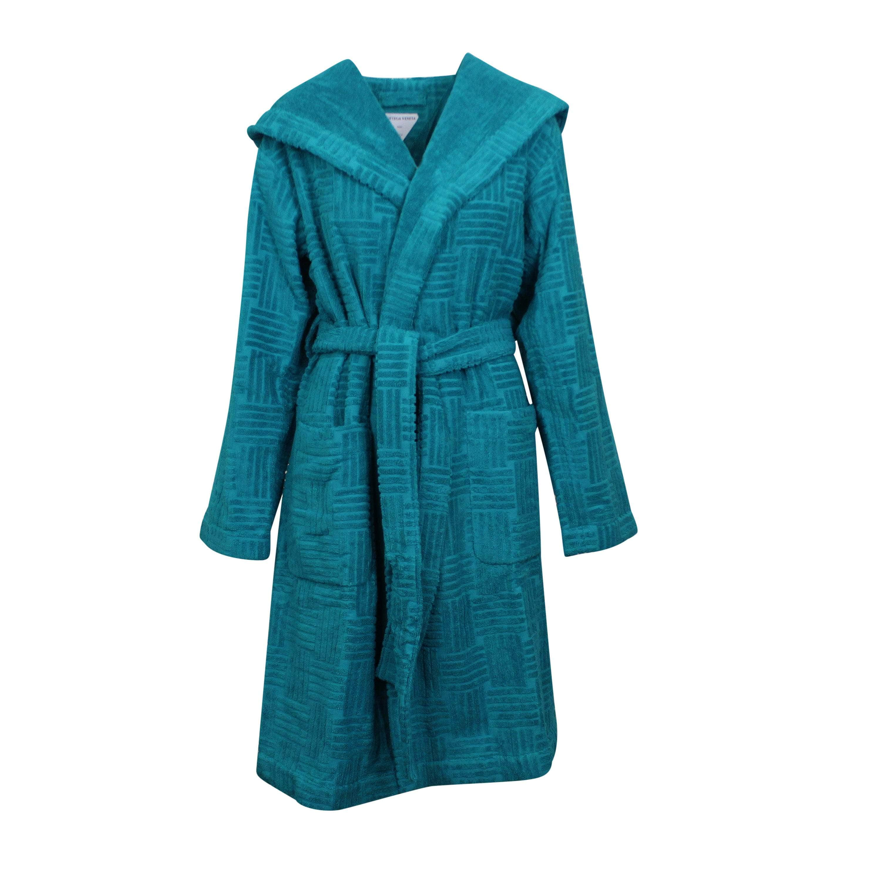 Bottega Veneta BTV-XTPS-0148/M NWT BOTTEGA VENETA Teal Blue Patterned Bathrobe Size M $700 BTV-XTPS-0148/M