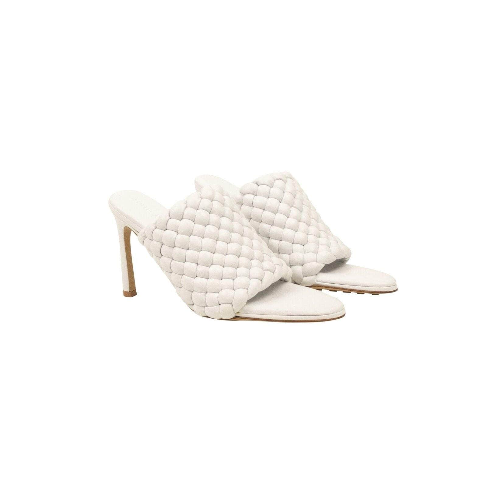 Bottega Veneta channelenable-all, chicmi, couponcollection, gender-womens, main-shoes White Woven Heeled Mules