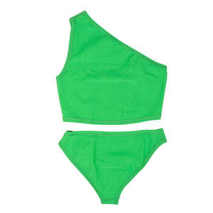Bottega Veneta Parakeet Green One Shoulder Bikini