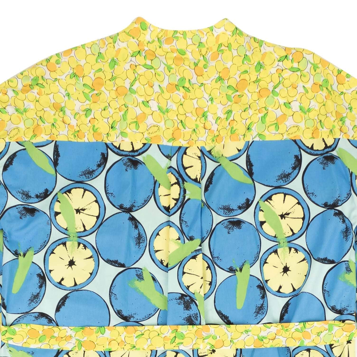 BOUTIQUE MOSCHINO 250-500, boutique-moschino, channelenable-all, chicmi, couponcollection, gender-womens, main-clothing, size-36, size-38, size-40, size-42, size-46, size-48, womens-day-dresses Multi Lemon Print Silk Pleated Bib Dress