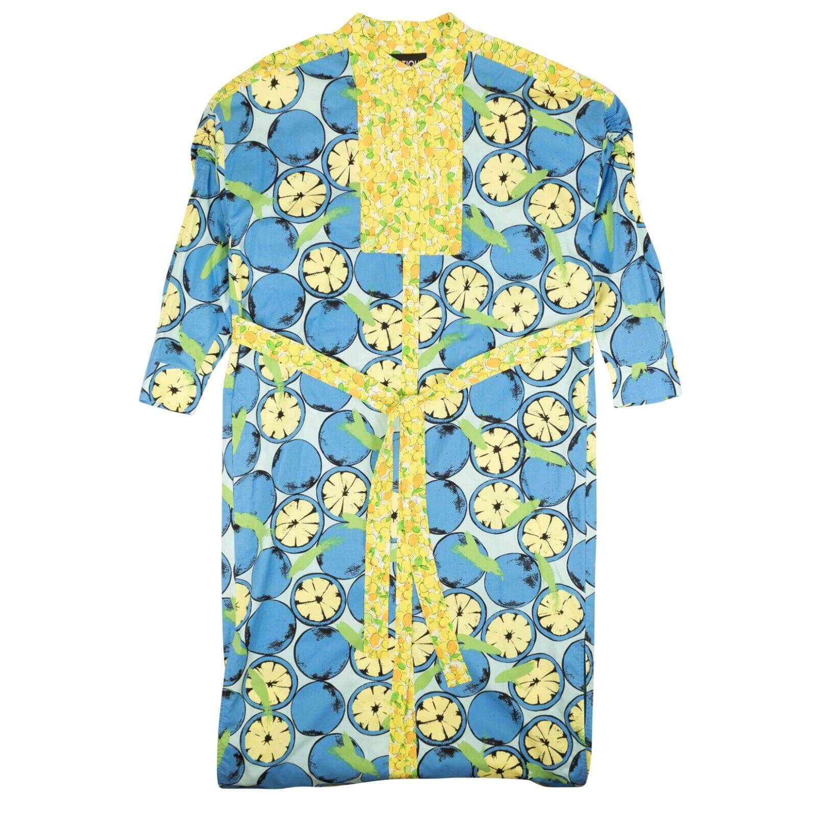BOUTIQUE MOSCHINO 250-500, boutique-moschino, channelenable-all, chicmi, couponcollection, gender-womens, main-clothing, size-36, size-38, size-40, size-42, size-46, size-48, womens-day-dresses Multi Lemon Print Silk Pleated Bib Dress