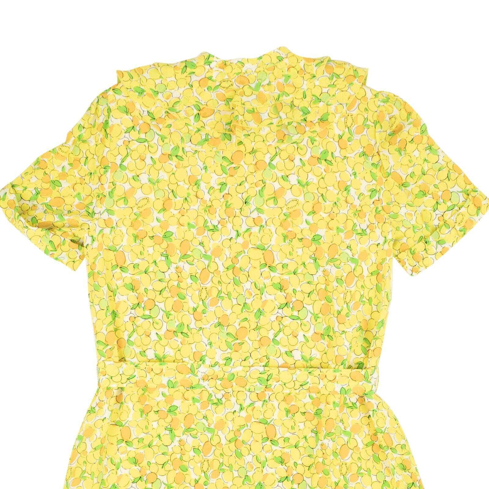 BOUTIQUE MOSCHINO 250-500, boutique-moschino, channelenable-all, chicmi, couponcollection, gender-womens, main-clothing, size-40, size-42, size-44, size-46, womens-day-dresses Yellow Lemon Print Silk Ruffle Neck Dress