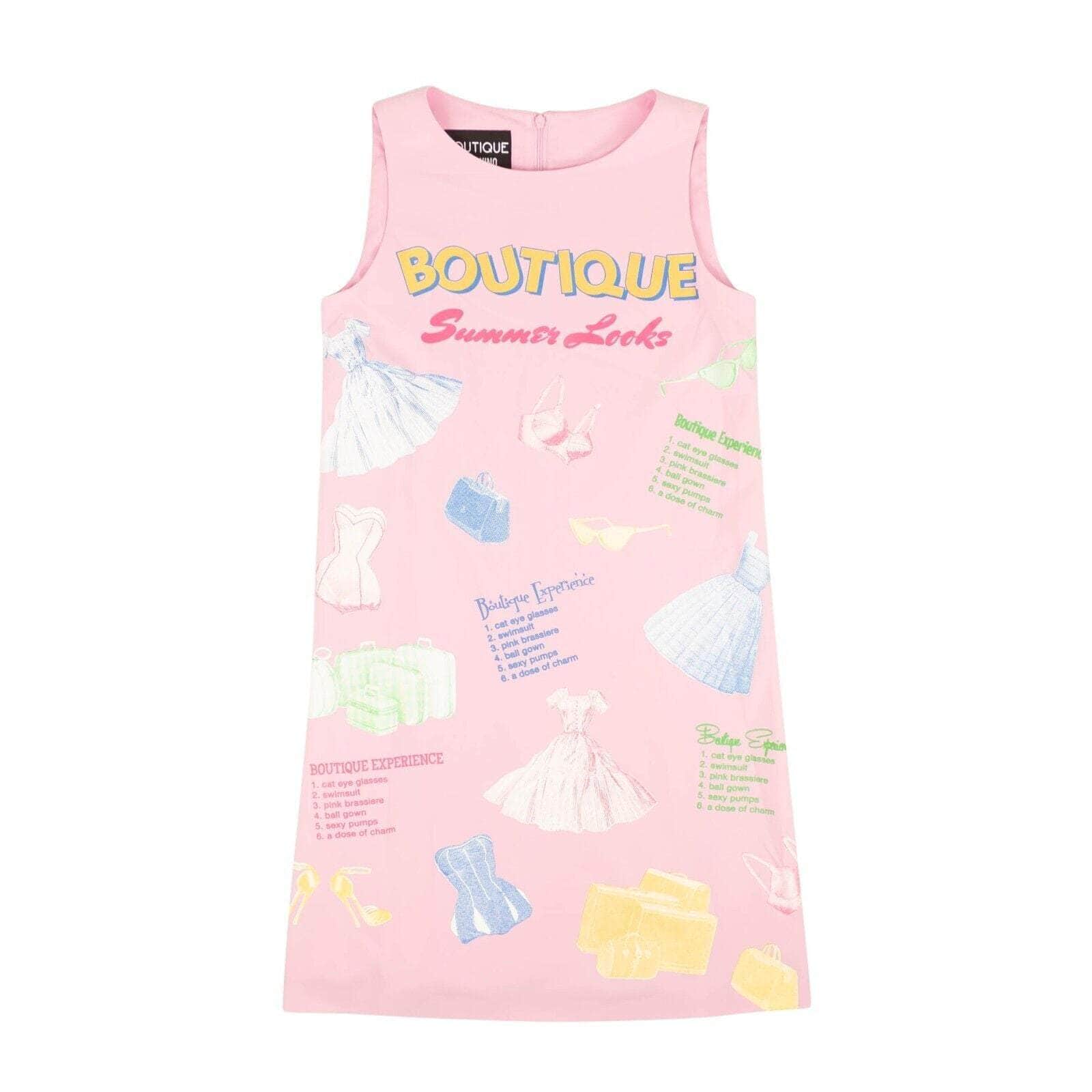 BOUTIQUE MOSCHINO boutique-moschino, channelenable-all, chicmi, couponcollection, gender-womens, main-clothing, size-36, size-38, size-40, size-42, size-44, under-250, womens-day-dresses Pink Moschino Summer Look Straight Dress