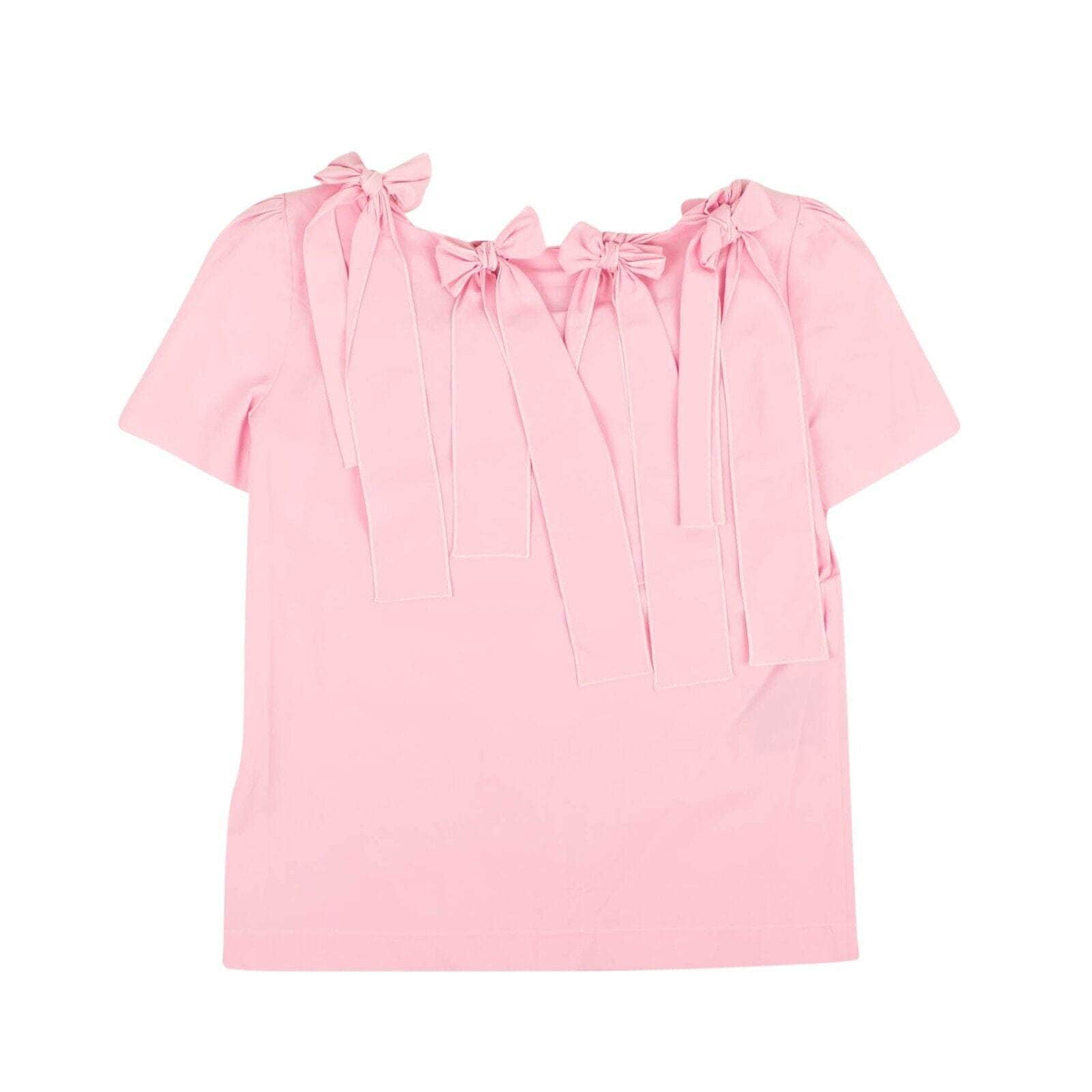BOUTIQUE MOSCHINO boutique-moschino, channelenable-all, chicmi, couponcollection, gender-womens, main-clothing, size-36, size-38, size-44, under-250, womens-blouses Pink Bow Accented Short Sleeve Blouse