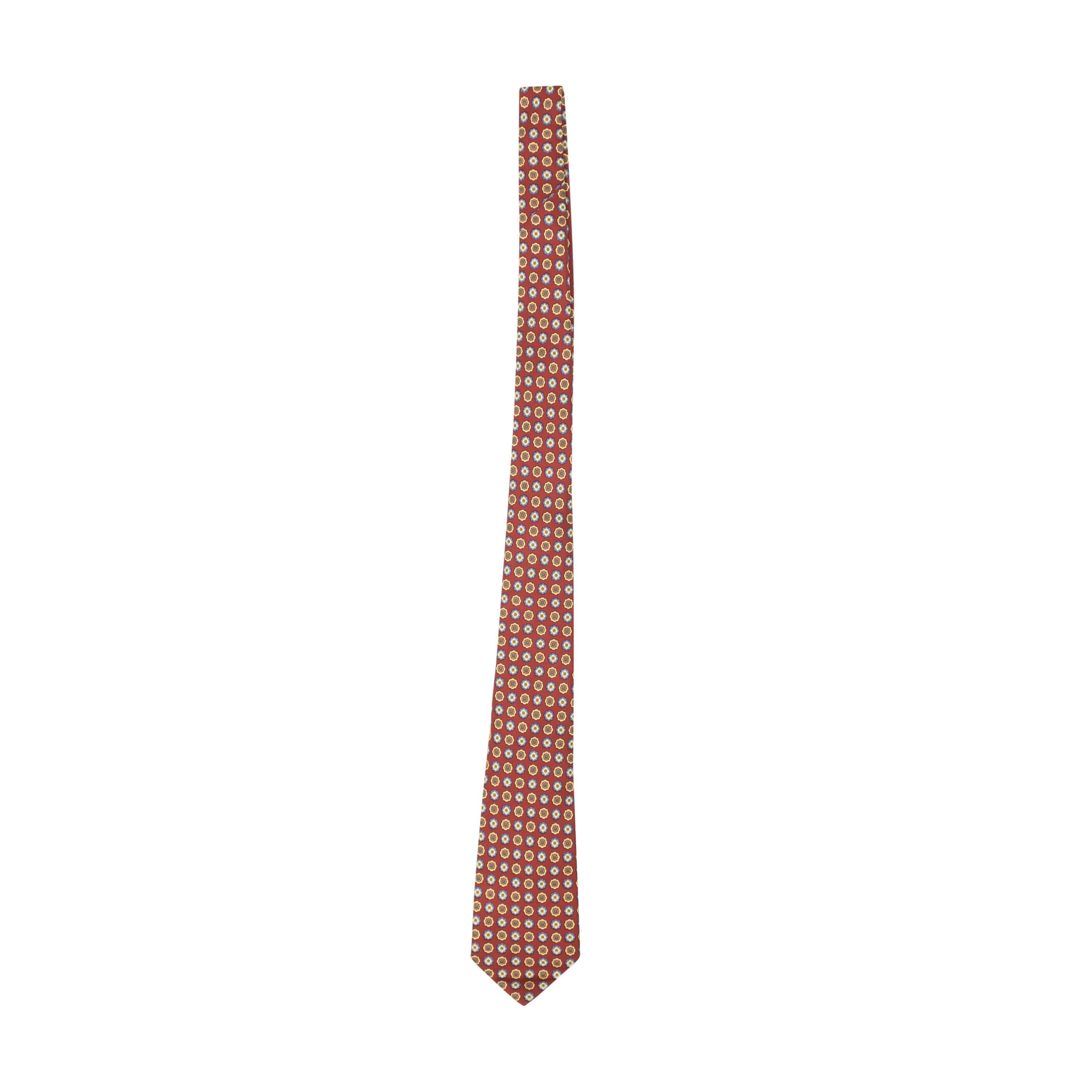 Brioni 95-BNI-3004/OS NEW BRIONI Brick Red Silk Handmade Flowers Tie Size OS $225 95-BNI-3004/OS