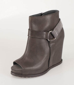 Brunello Cucinelli 500-750, brunello-cucinelli, channelenable-all, chicmi, couponcollection, gender-womens, main-shoes, size-7-5, size-8-5, womens-ankle-boots Brown Leather Wedge Booties