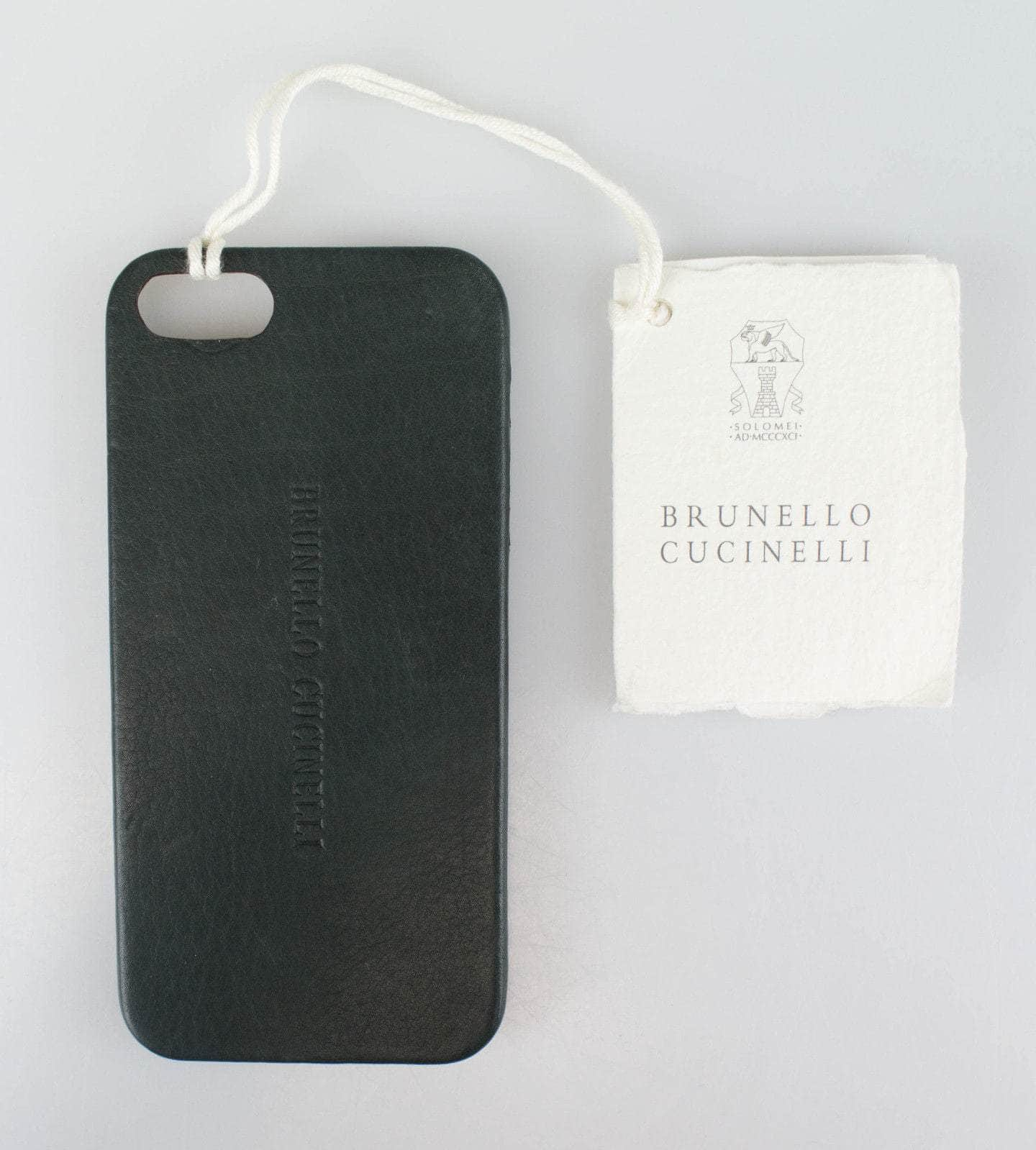 Brunello Cucinelli JF1-411 New BRUNELLO CUCINELLI Gunmetal Gray Pebbled Leather Iphone Case $380 JF1-411