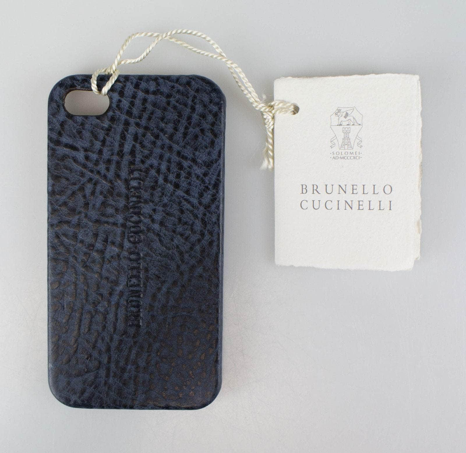 Brunello Cucinelli JF1-412 New BRUNELLO CUCINELLI Navy Blue Pebbled Leather Iphone Case $380 JF1-412