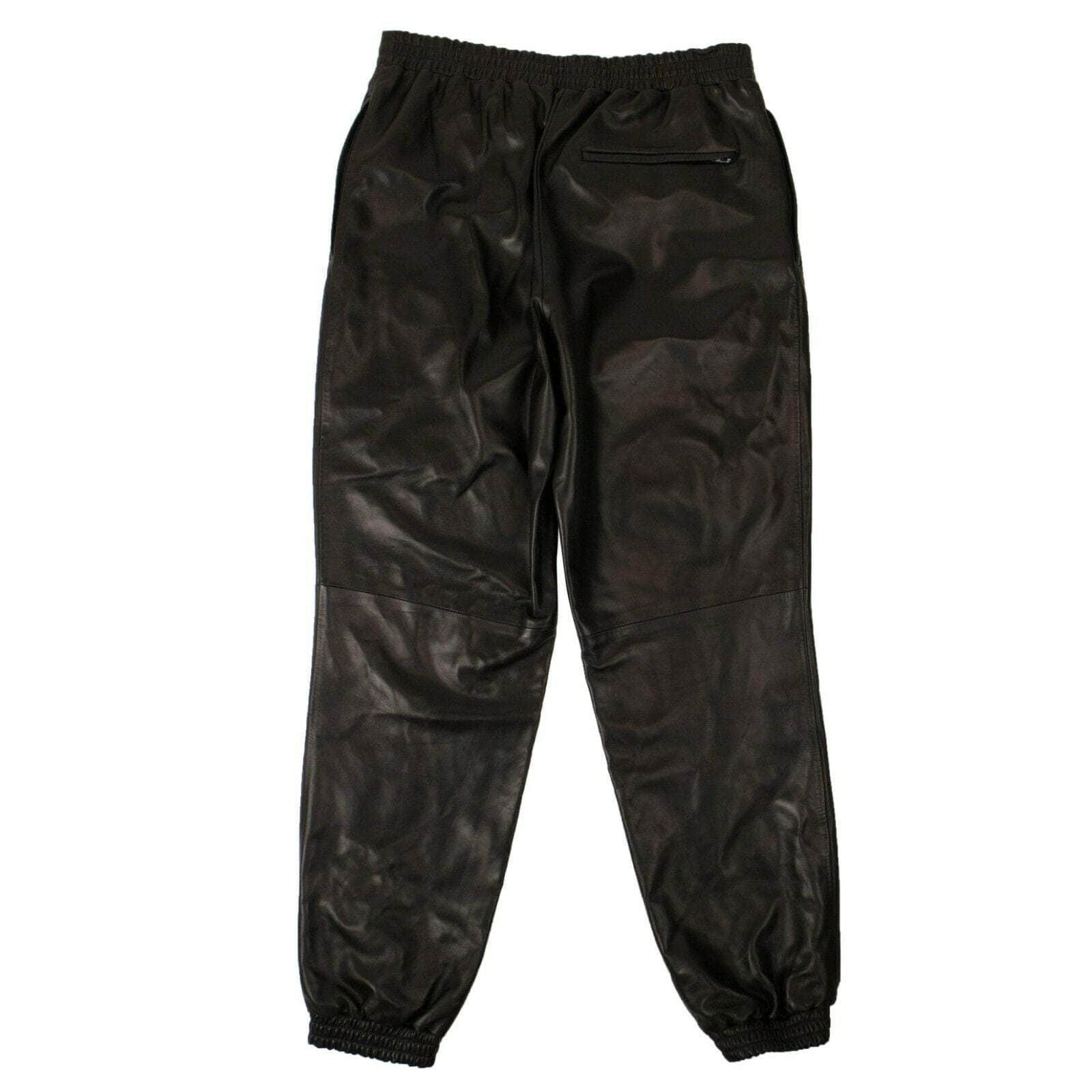 Burberry Black Leather Long Trousers