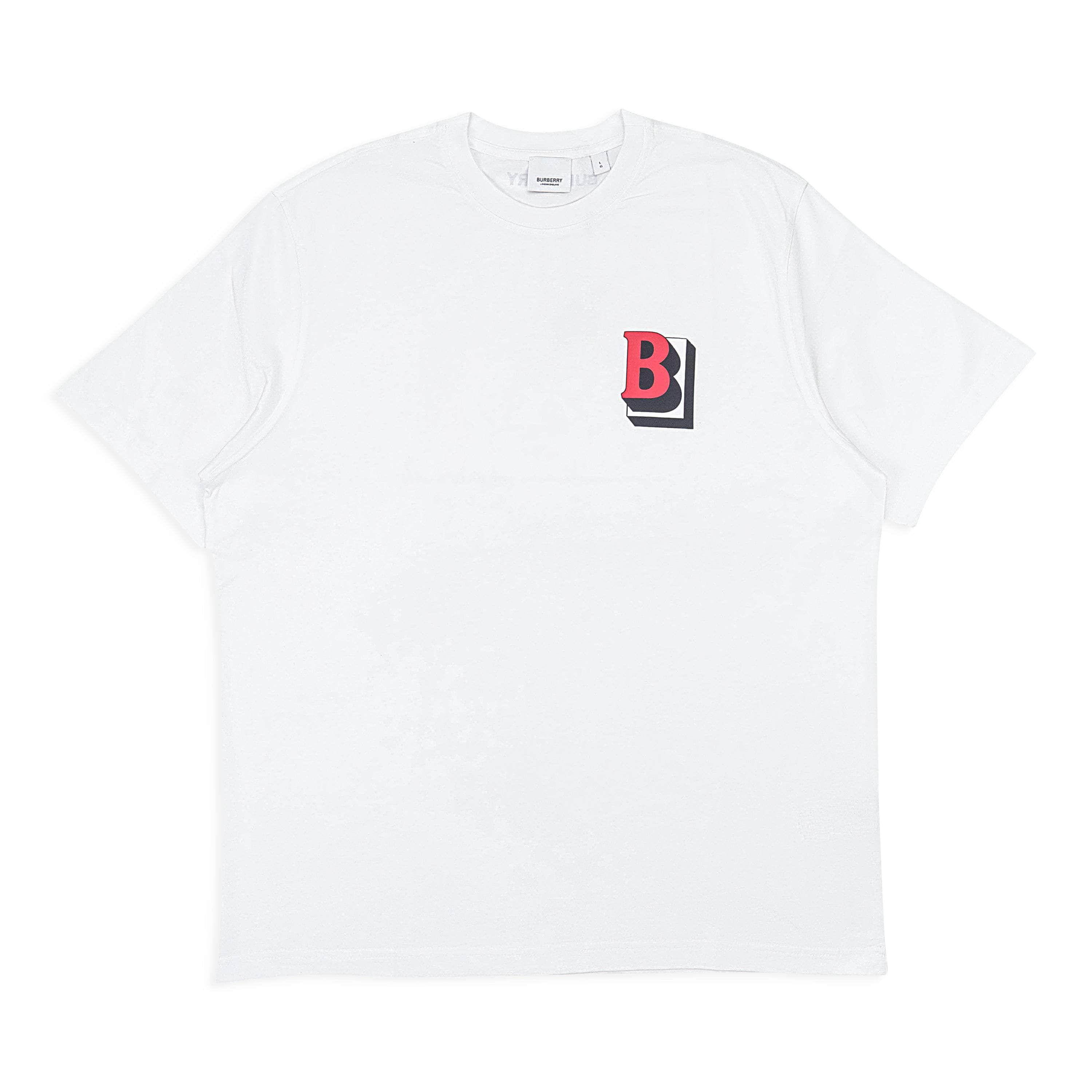 Burberry BRB-XTSH-0010/M Burberry White with Red B T-Shirt  Size M $530 BRB-XTSH-0010/M