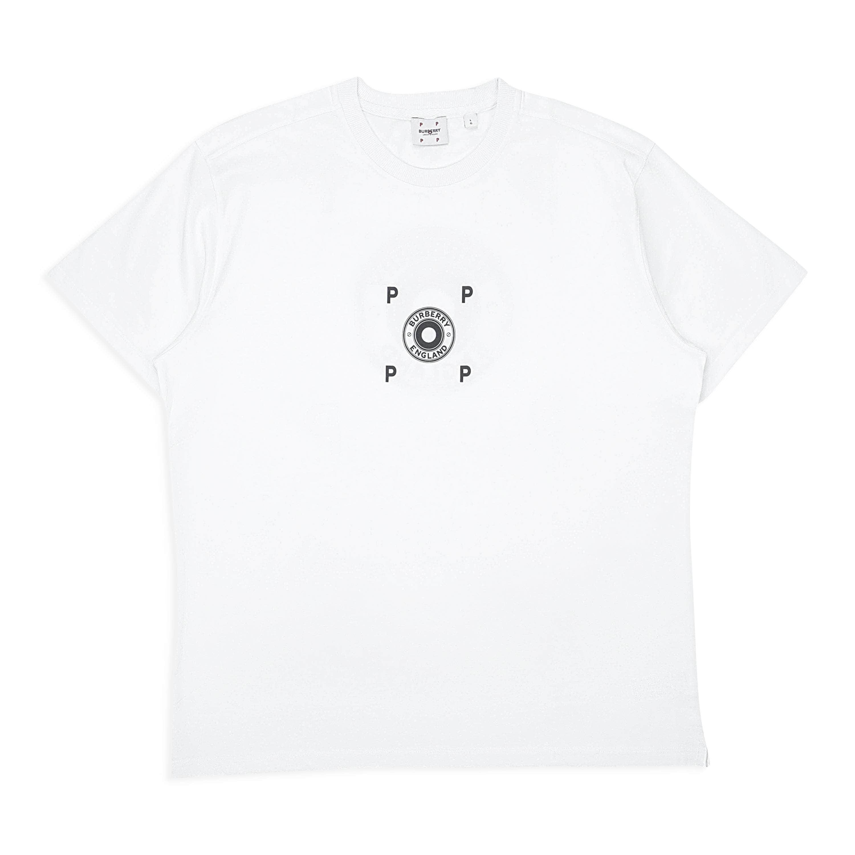 Burberry BRB-XTSH-0012/M Burberry White POP Company Zack T-Shirt Size M $480 BRB-XTSH-0012/M