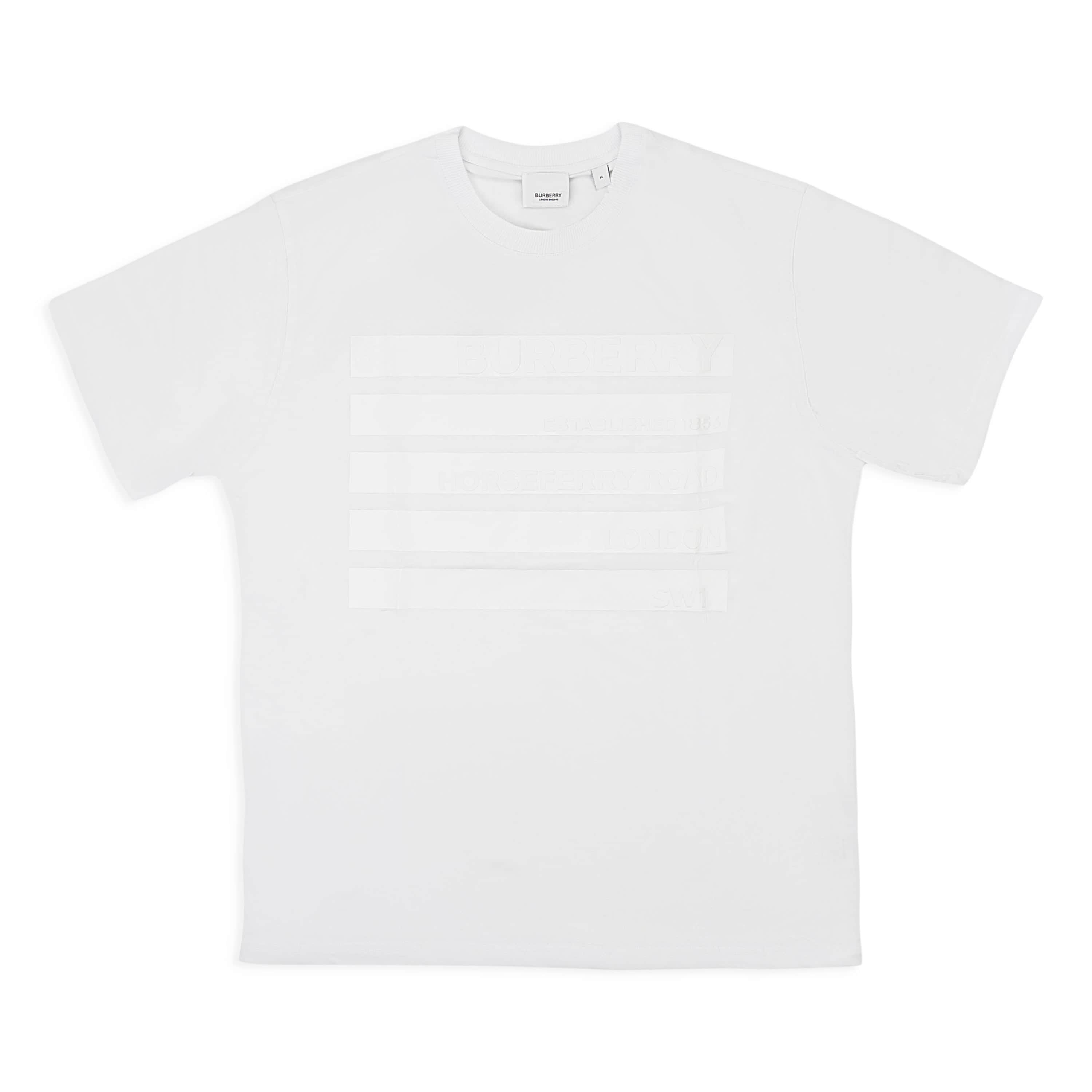 Burberry BRB-XTSH-0017/L NWT Burberry White Oversized Stripe T-Shirt Size L $510 BRB-XTSH-0017/L